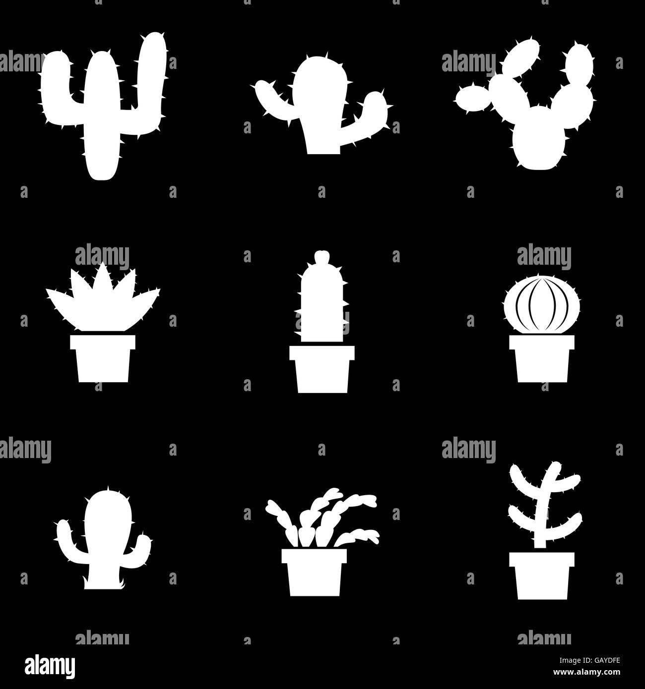 Cactus blanc Vector icon set Illustration de Vecteur