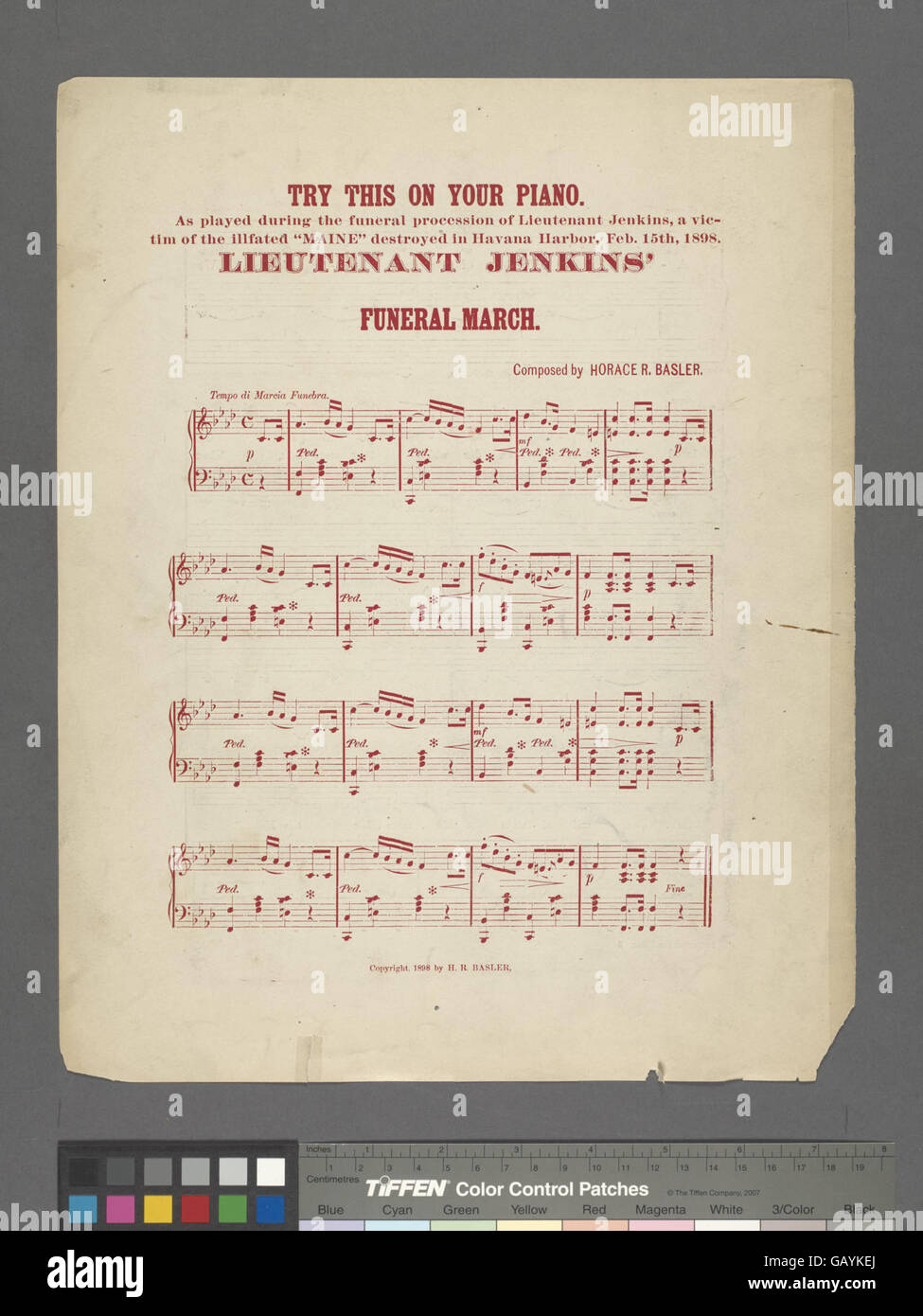 « Remember the Maine » était un cri de ralliement après l'explosion de l'USS Maine en 1898 dans le port de la Havane, qui a conduit à la guerre hispano-américaine. L'événement a marqué un moment charnière dans l'histoire des États-Unis. Banque D'Images