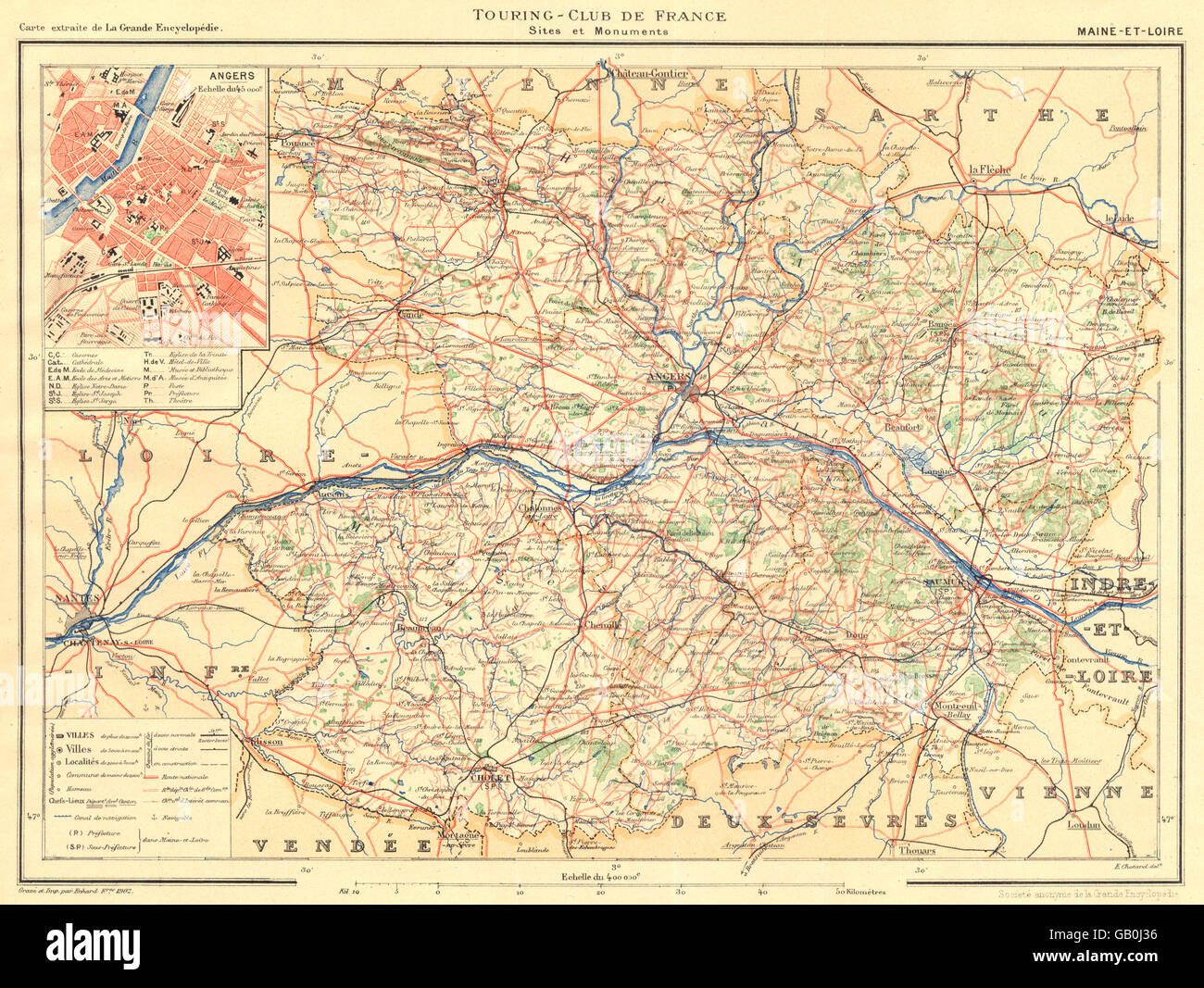 INDRE-et-Loire : Département. Plan de la ville Plan de la ville intérieure de Tours, 1903 Banque D'Images