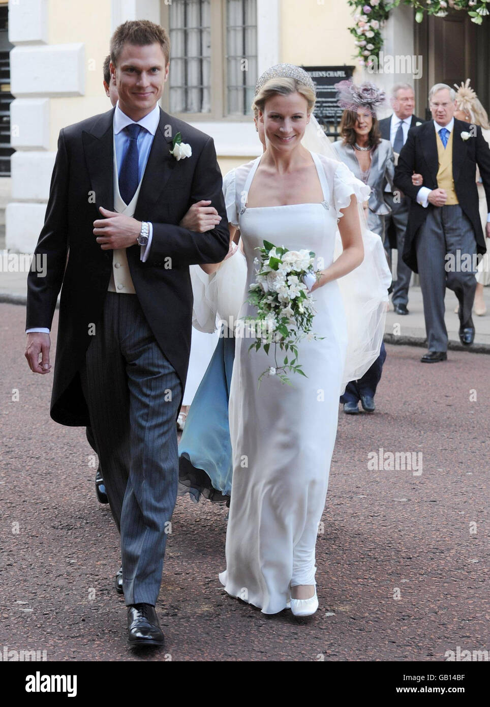 Lady Rose Windsor et George Gilman quittent la Chapelle de la Reine, à Londres, après leur cérémonie de mariage. Banque D'Images