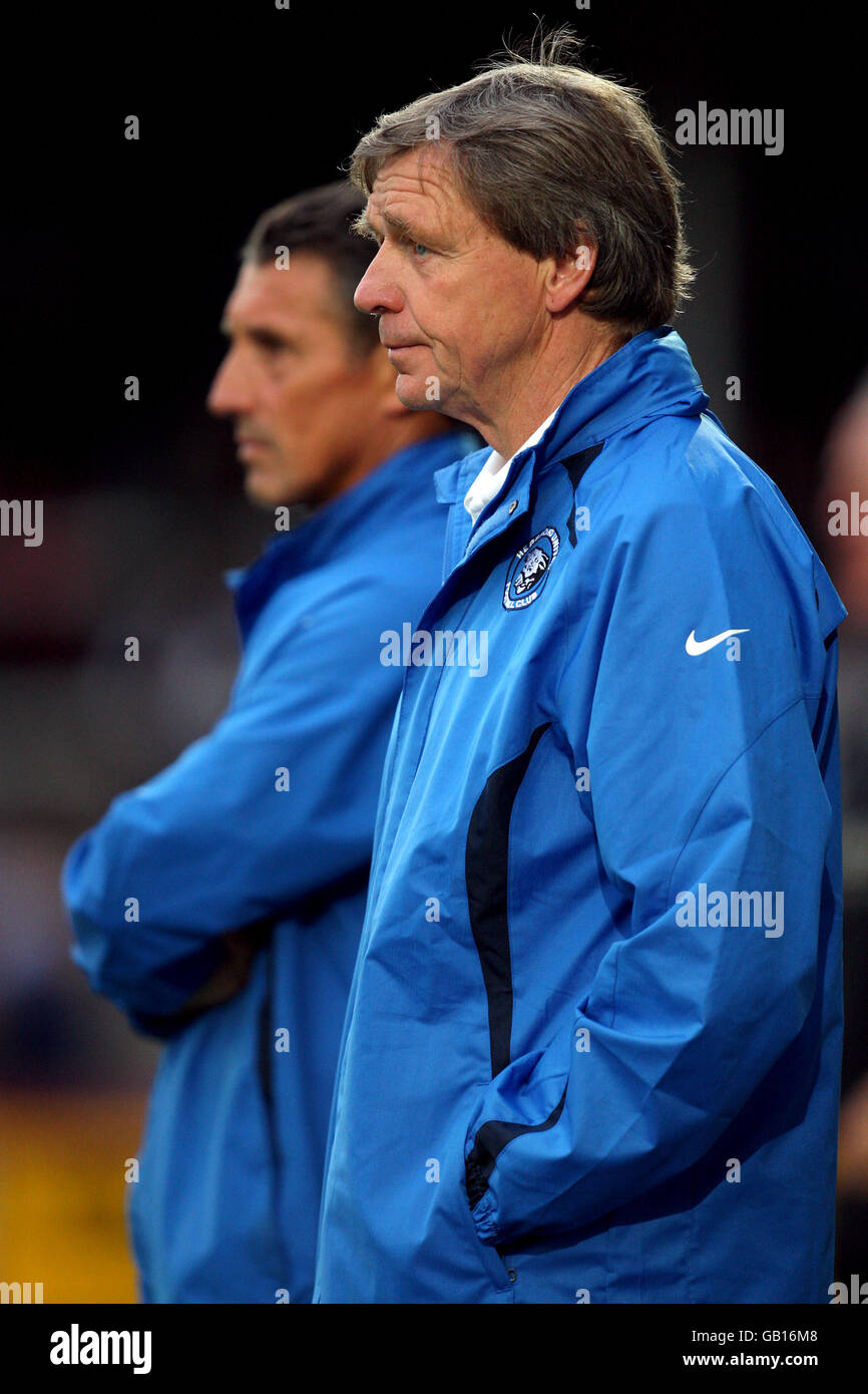 Football - amical - Hereford United v Wolverhampton Wanderers - Edgar Street Athletic Ground. Graham Turner, directeur de Hereford United Banque D'Images