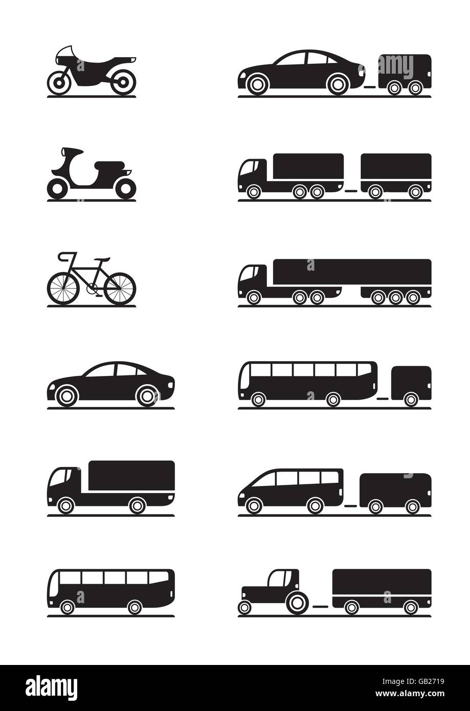 Les icônes de véhicules routiers - vector illustration Illustration de Vecteur