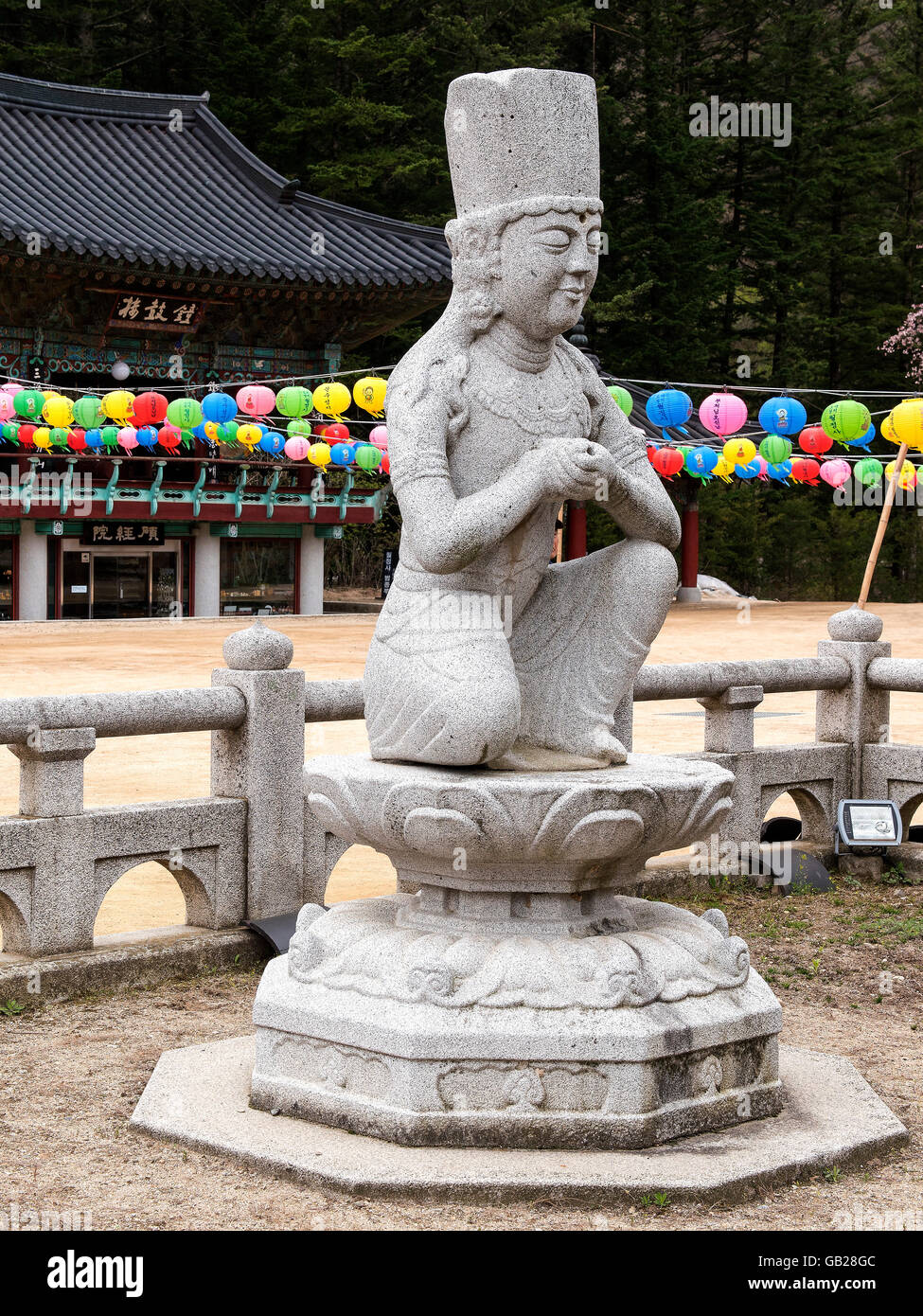 Temple bouddhiste Woljeongsa, province Gangwon-do, Corée du Sud, Asie Banque D'Images