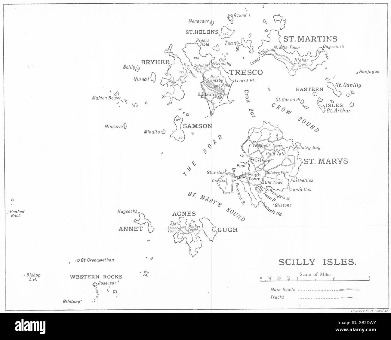 Îles Scilly : St Mary's Agnes Tresco Saint Martin Samson. WARD LOCK, 1897 map Banque D'Images