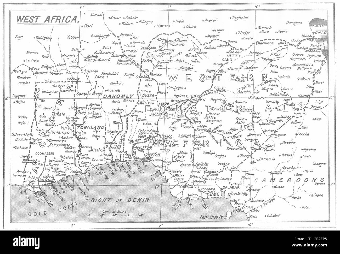 L'AFRIQUE : à l'Ouest ; - Ghana Mission SPG sont colonie Stations- CMS, 1922 carte vintage Banque D'Images