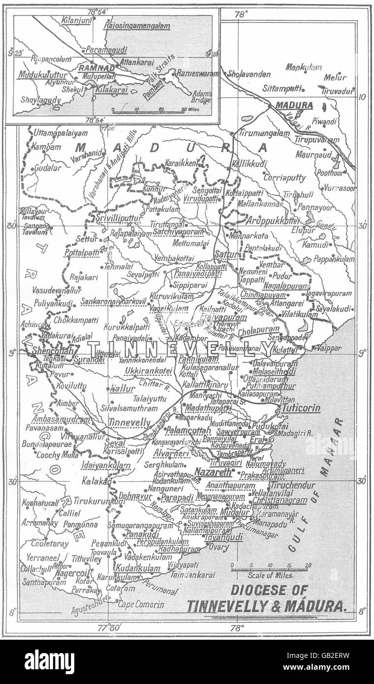 Inde : Diocèse Tinnevelly Mádura ; Stations de Mission SPG- Autres C. E. , 1922 site Banque D'Images