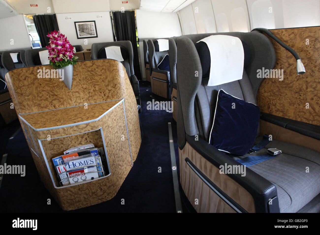 Cabine de première classe sur un Boeing 747-400 de British Airways ...