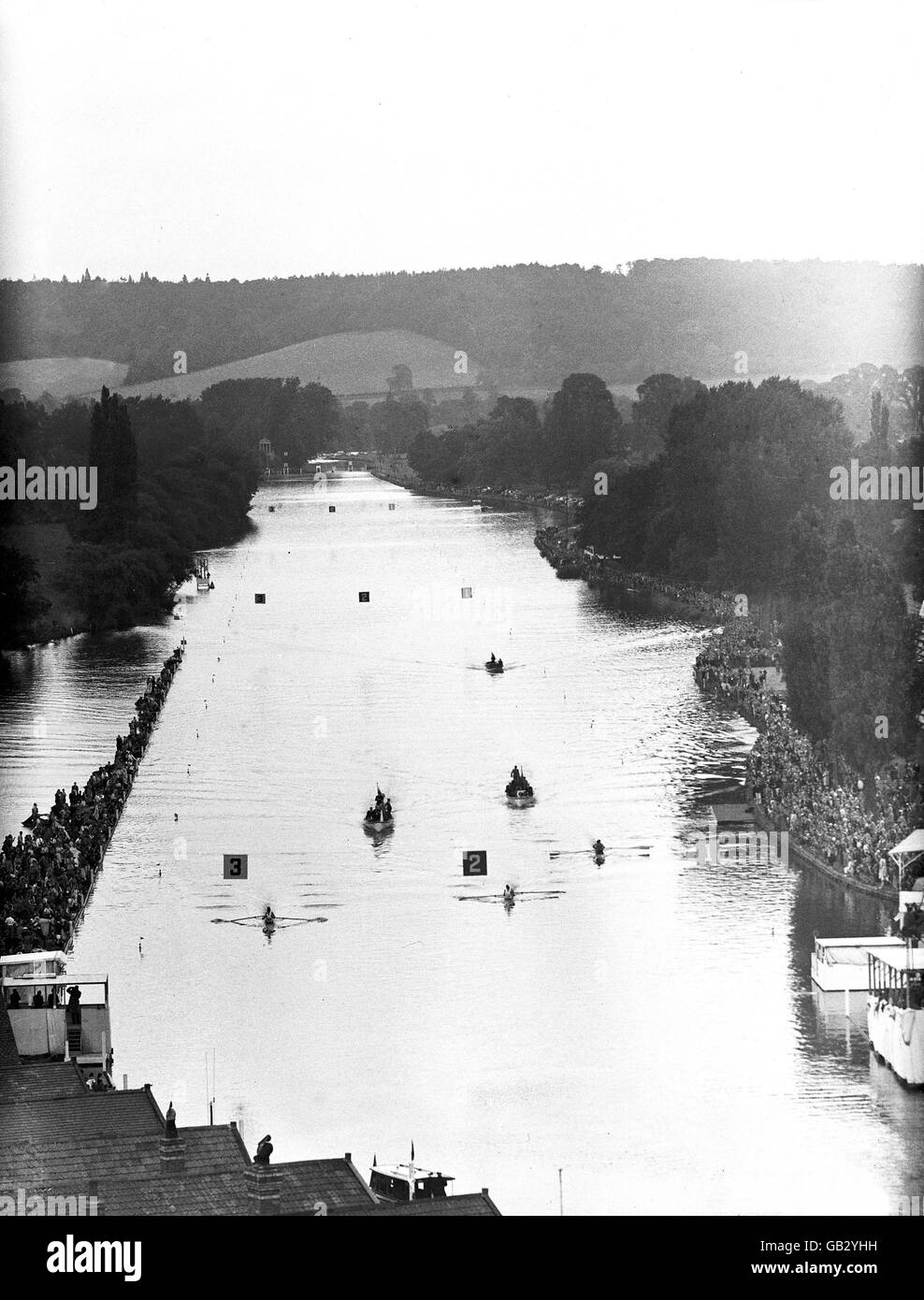 Aviron - Jeux Olympiques de Londres.Vue générale sur la Tamise à Henley, lieu de tous les événements d'aviron Banque D'Images