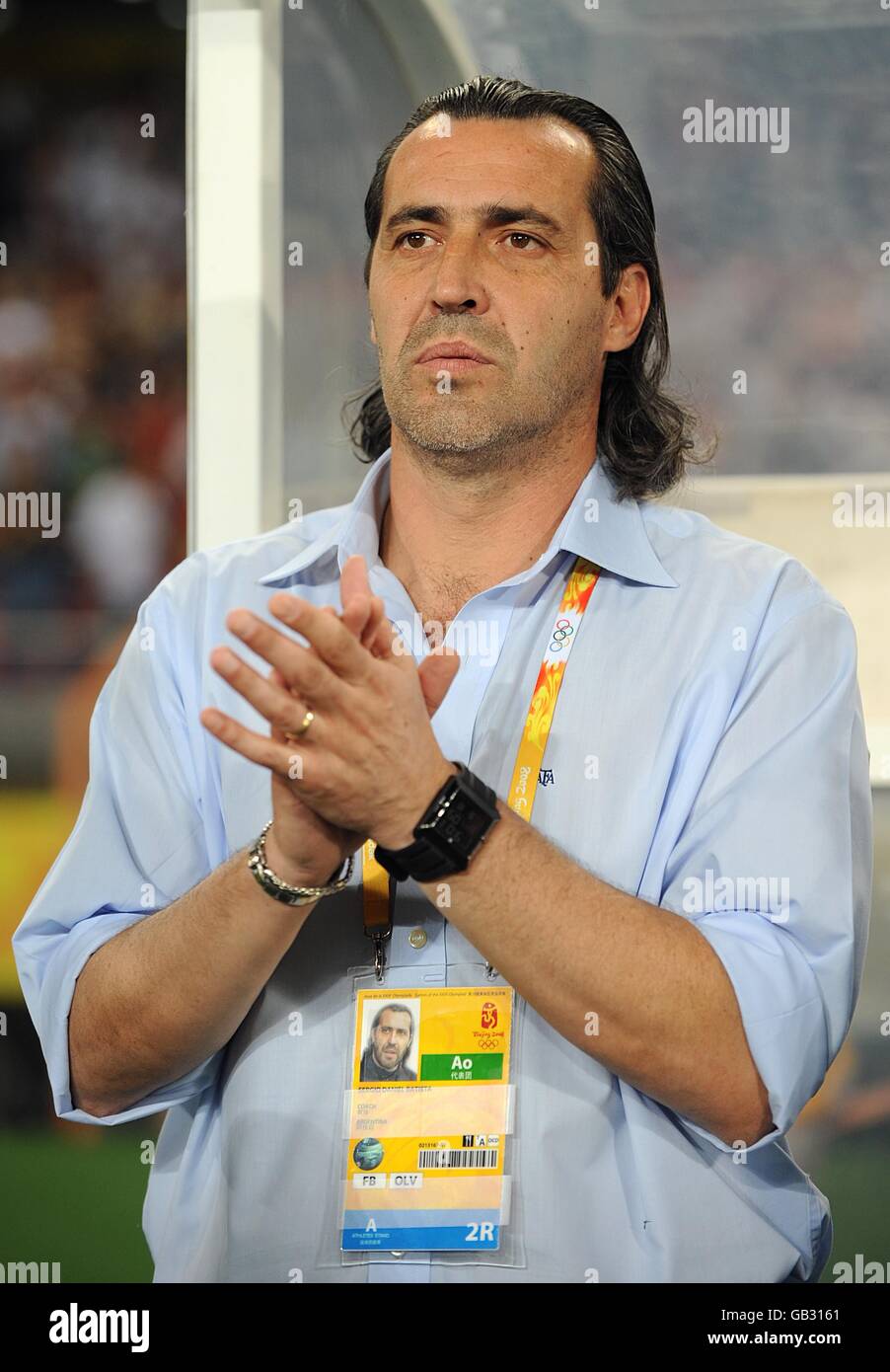 Sergio Batista, entraîneur de l'équipe Argentine de football des moins de 23 ans Banque D'Images