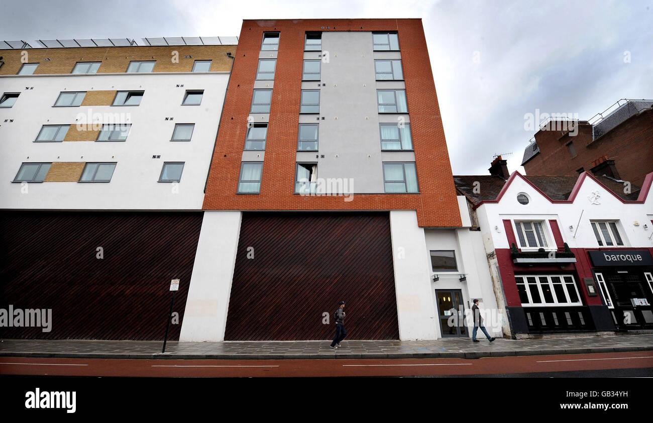 Vue générale de Lovelace House, un projet de logement en propriété commune sur Uxbridge Road à Ealing, Londres. Banque D'Images