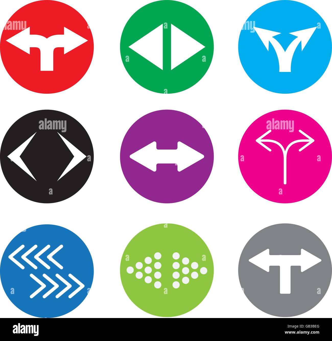 Ensemble de neuf bidirectionnel icônes symbole Illustration de Vecteur