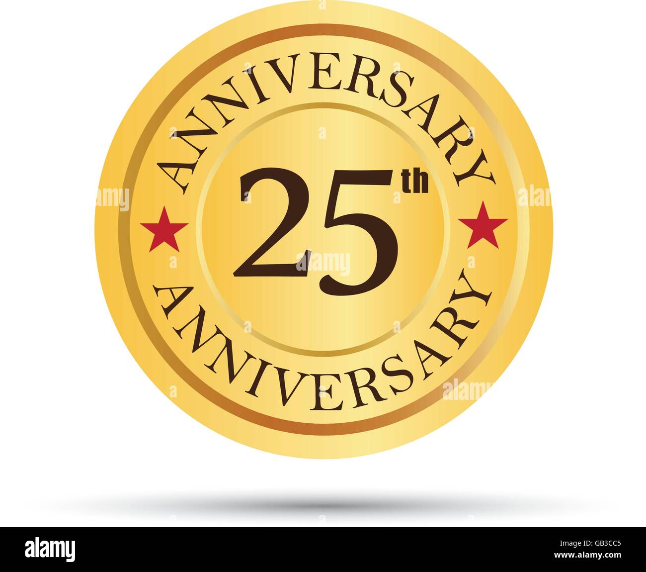 Badge d'or logo anniversaire 25 ans Illustration de Vecteur