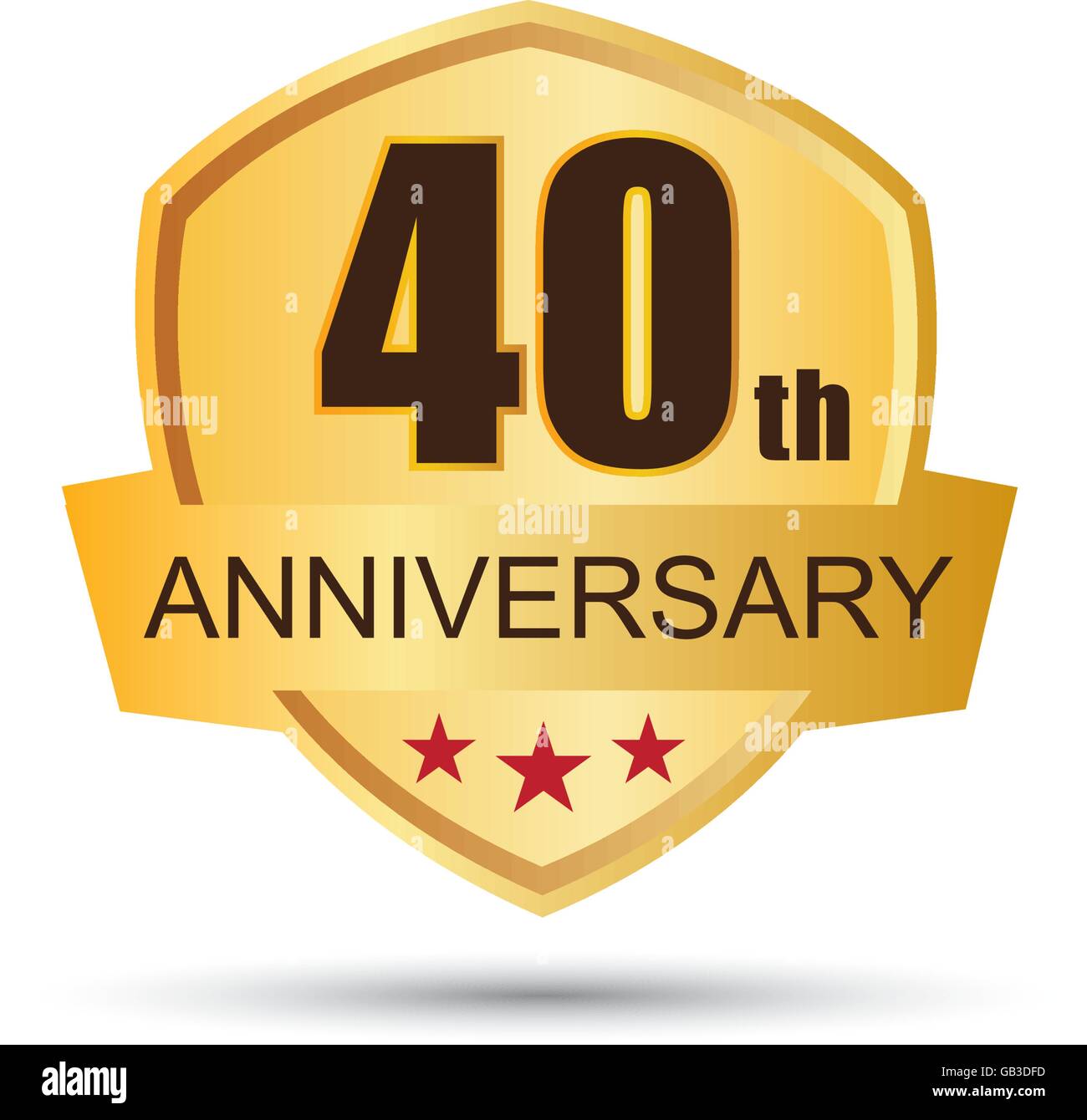 Badge d'or logo anniversaire 40 ans Illustration de Vecteur