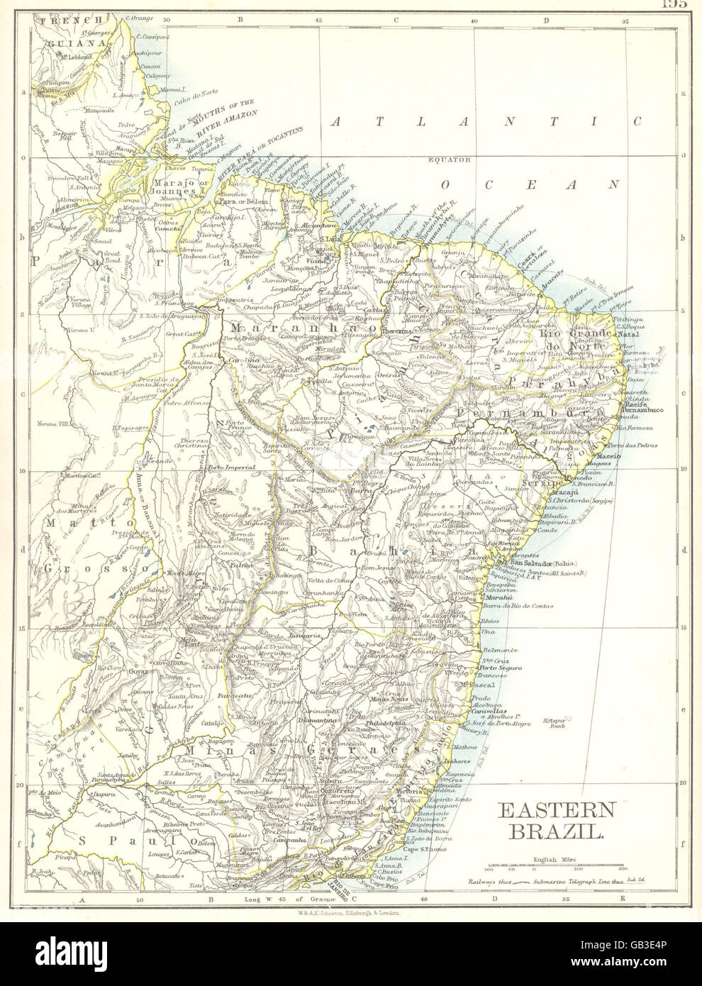L'EST DU BRÉSIL : Bahia Minas Gerais, Rio de Janeiro, Pernambuco Espirito Santo 1897 map Banque D'Images