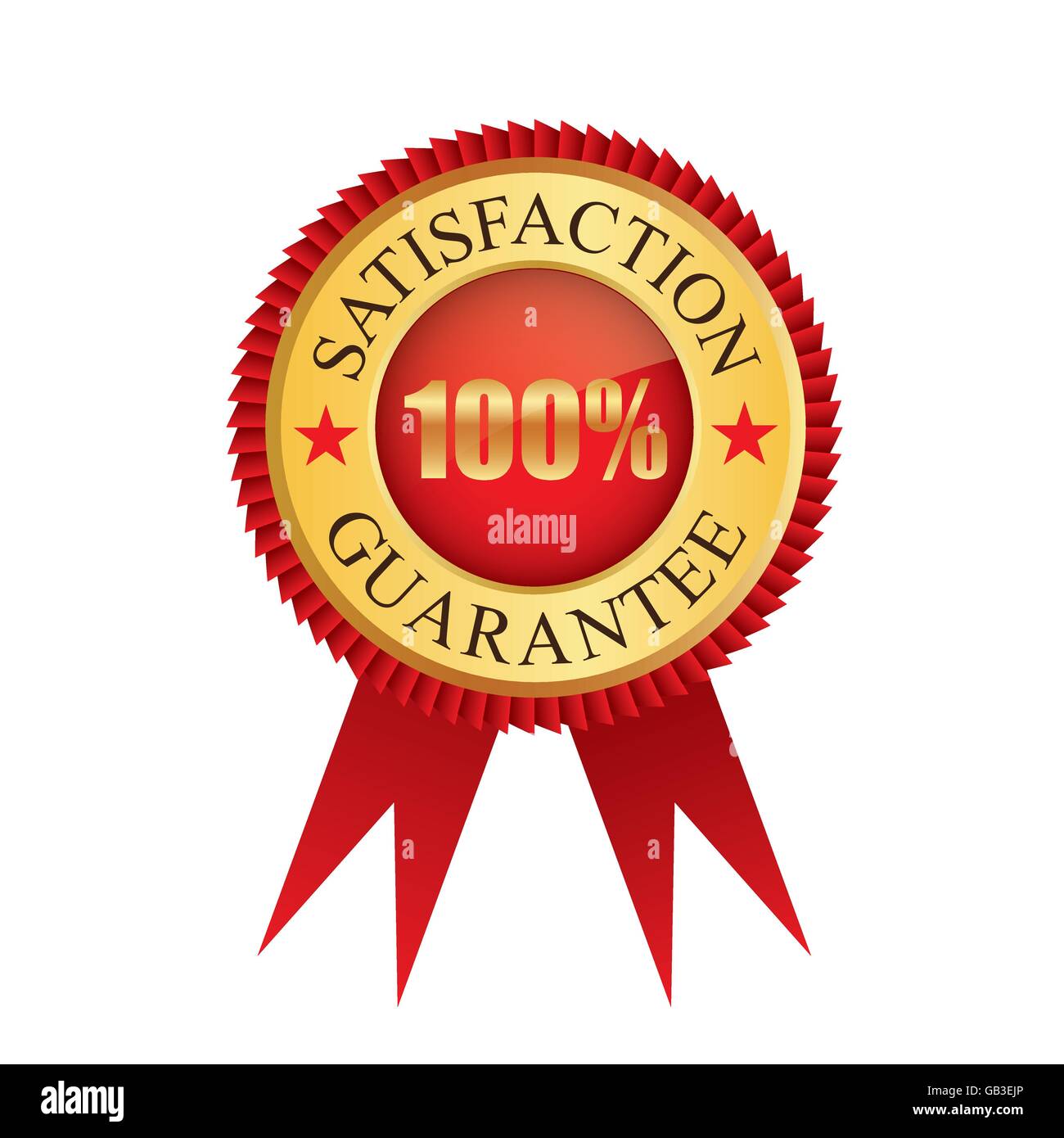 Satisfaction garantie à cent pour cent d'un insigne d'or logo icône vector graphic design Illustration de Vecteur