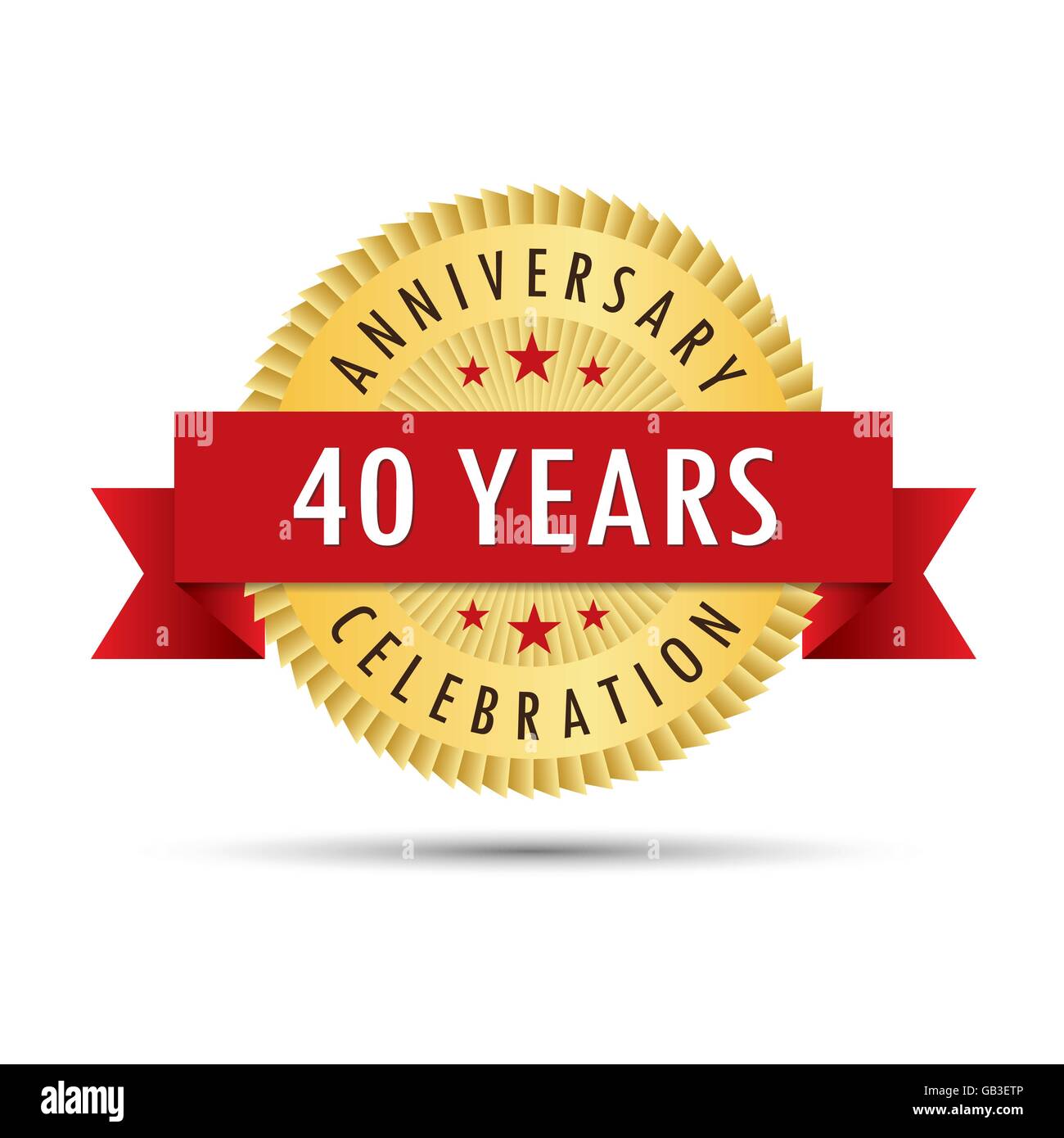 Quarante ans, Anniversaire, Célébration du quarantième anniversaire de l'icône de l'insigne d'or logo vector graphic design Illustration de Vecteur