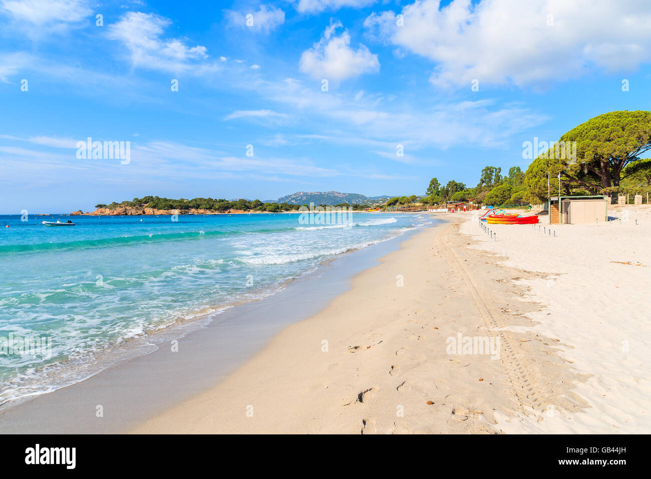 Belle plage de sable blanc de Palombaggia, Corse, France Banque D'Images