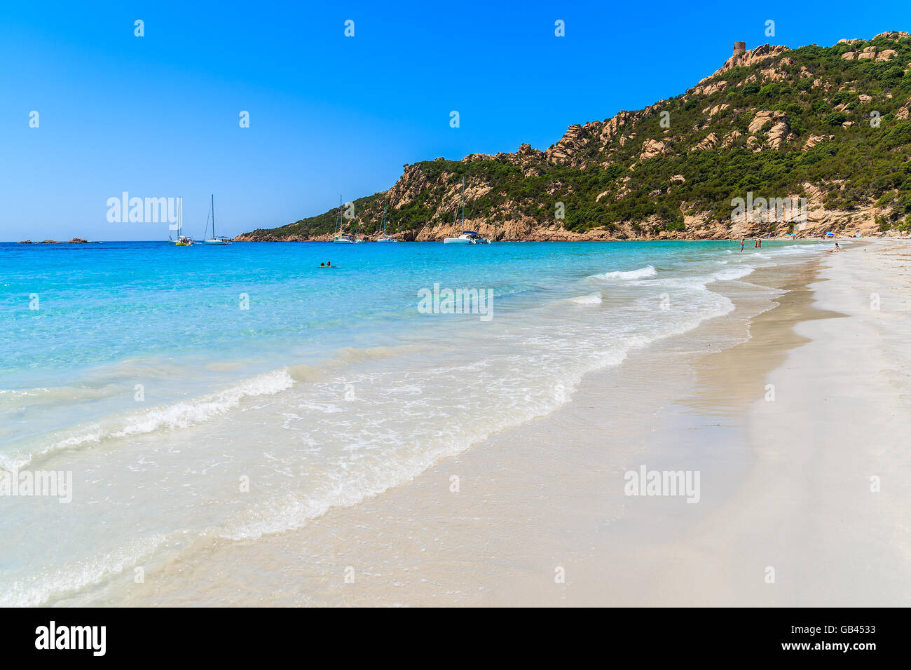 Belle plage de Roccapina, Corse, France Banque D'Images