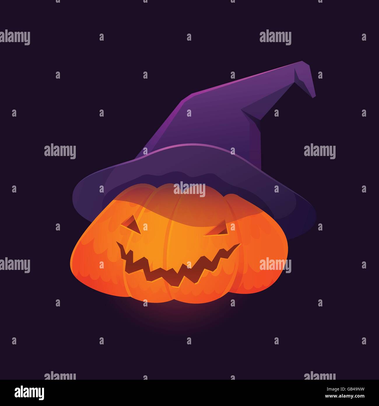 Illustration Vecteur de Jack O' Lantern Pumpkin portant Chapeau de sorcière pour Halloween Illustration de Vecteur