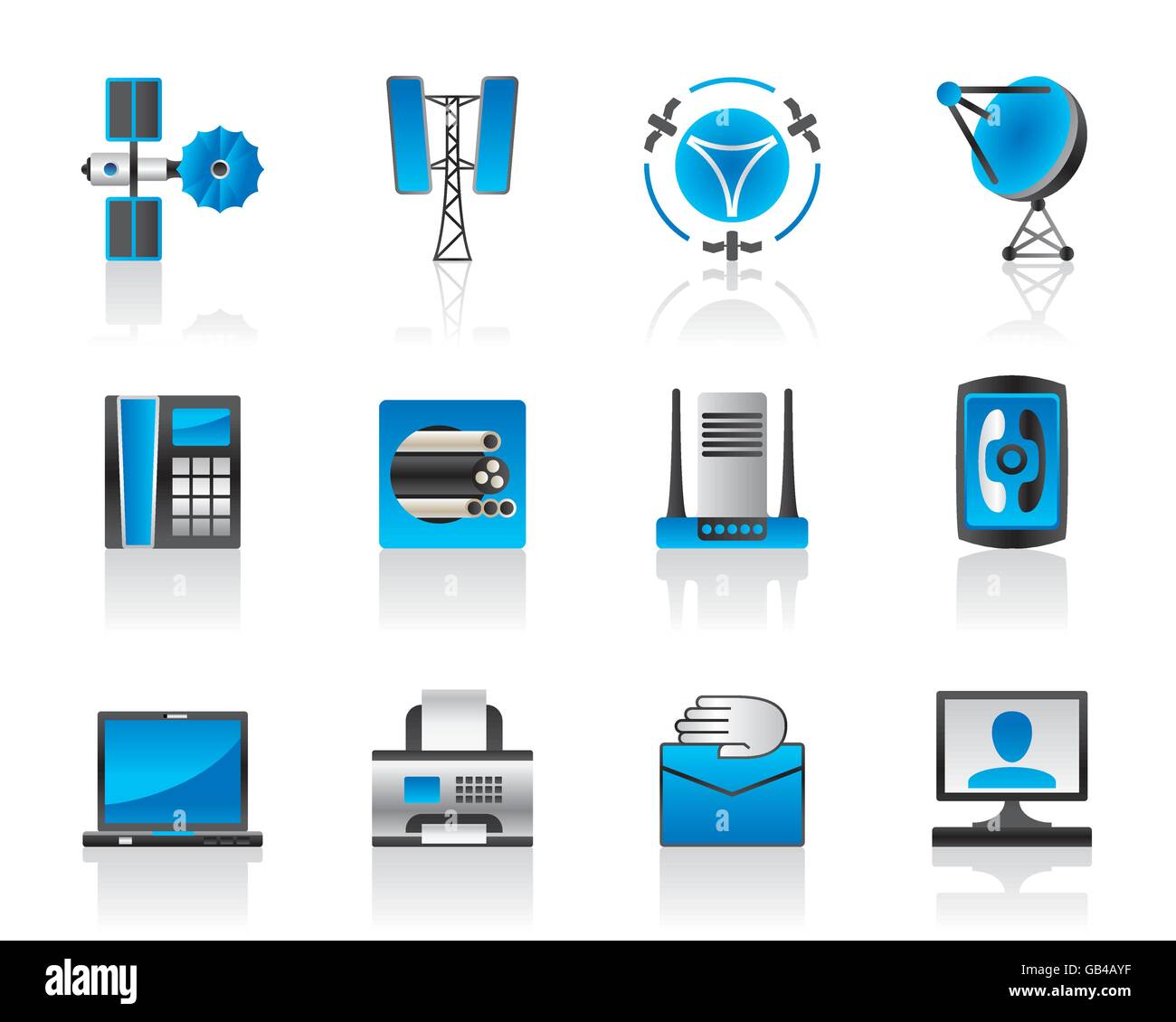 Communication et media icons set - vector illustration Illustration de Vecteur