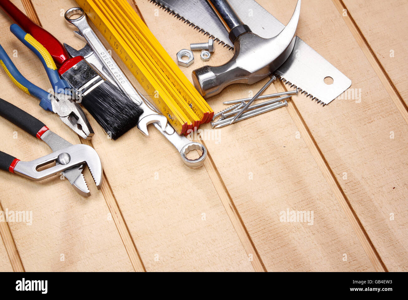 Outils de travail sur bois assortis Banque D'Images