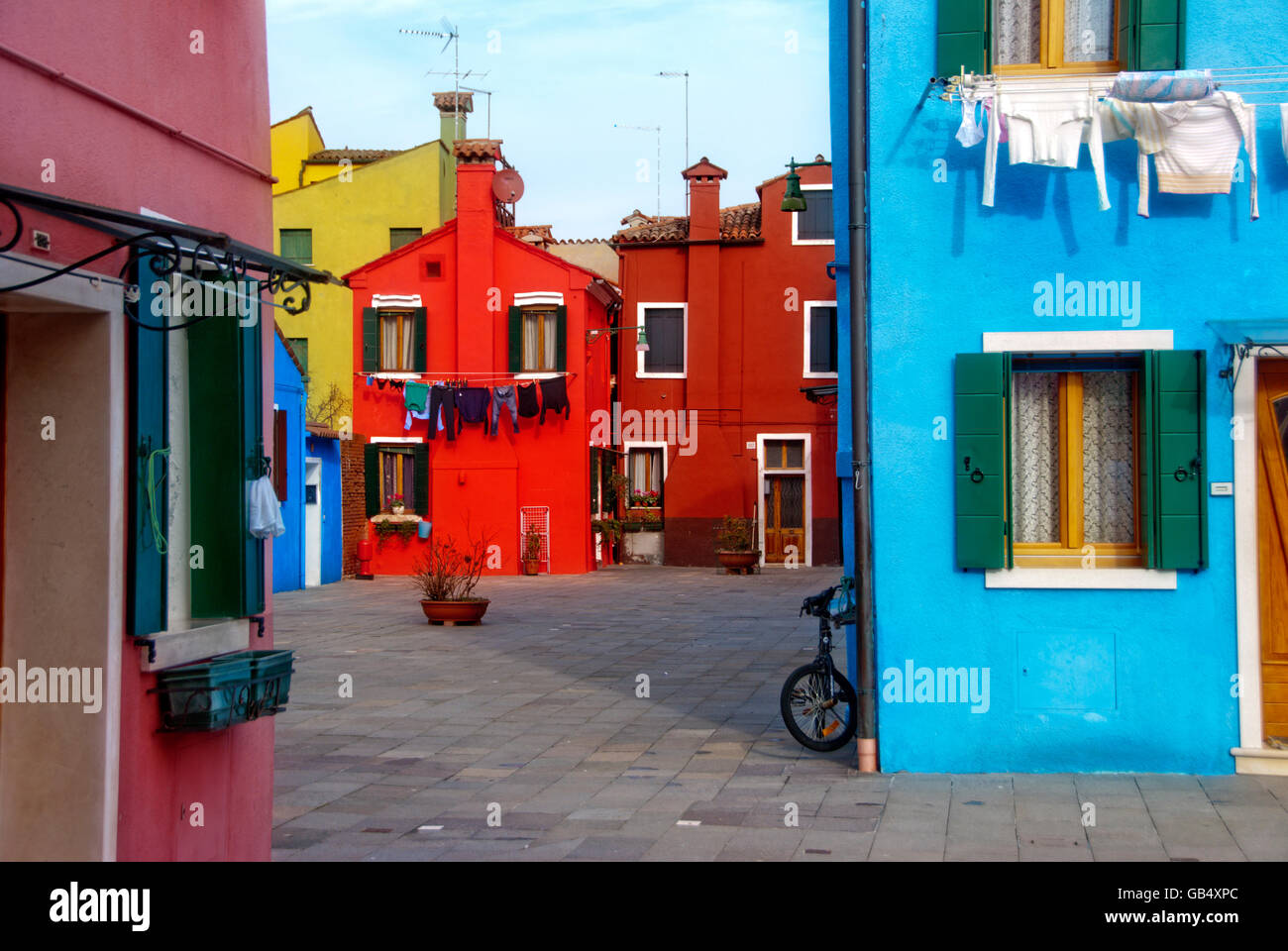Maisons colorées, Burano, Venise, Italie, Europa Banque D'Images