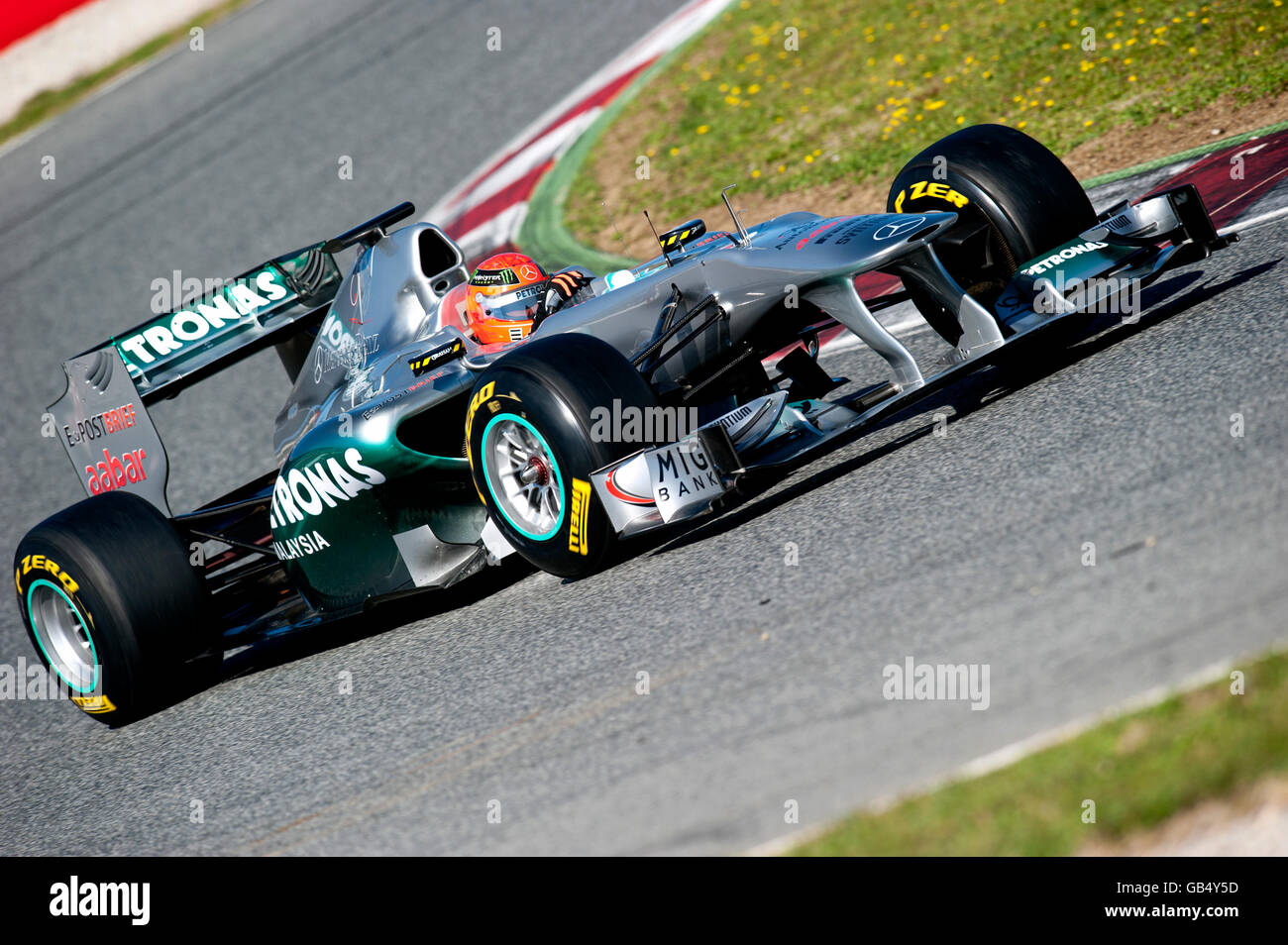 Michael Schumacher, Allemagne, dans sa Mercedes GP MGP W02-Mercedes, Formule 1 essais au Circuit de Catalogne dans Banque D'Images