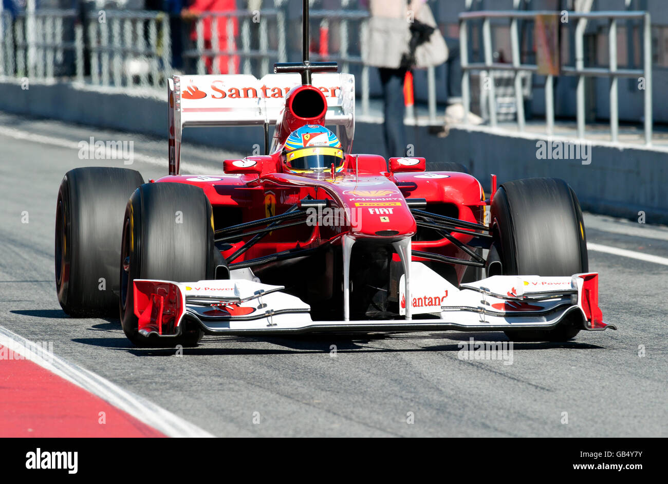 Fernando Alonso, Espagne, dans sa Ferrari 150 Italia race car, motor sports, Formule 1 tests sur le circuit de Catalogne Banque D'Images