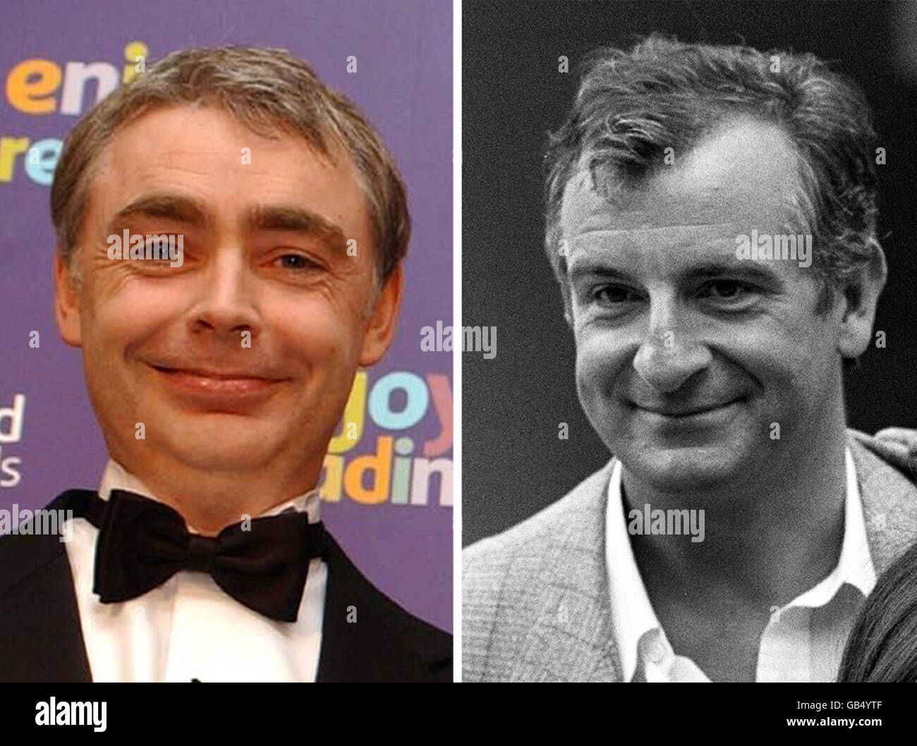 Photos sans date des auteurs Eoin Colfer (à gauche) et Douglas Adams. L'auteur de l'enfant a été chargé d'écrire le premier versement posthume à la meilleure vente Hitchhiker's Guide to the Galaxy Series. Banque D'Images