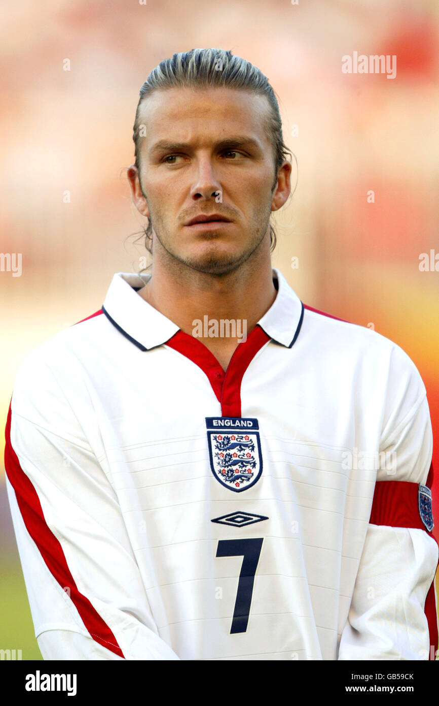 Soccer - Championnat d'Europe 2004 qualificateur - Groupe sept - Macédoine / Angleterre. David Beckham, Angleterre Banque D'Images