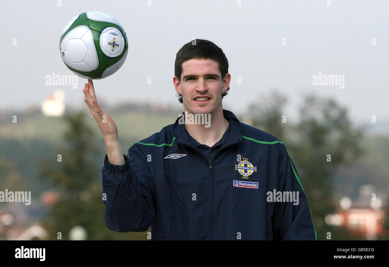 L'Irlande du Nord de football - Conférence de presse - hôtel Habakuk Banque D'Images