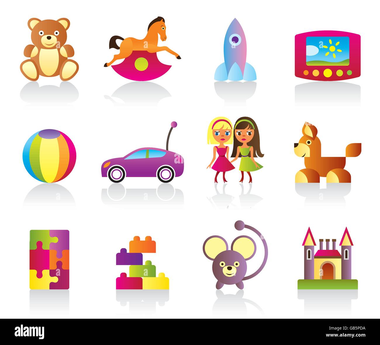 Divers jouets pour enfants - vector illustration Illustration de Vecteur
