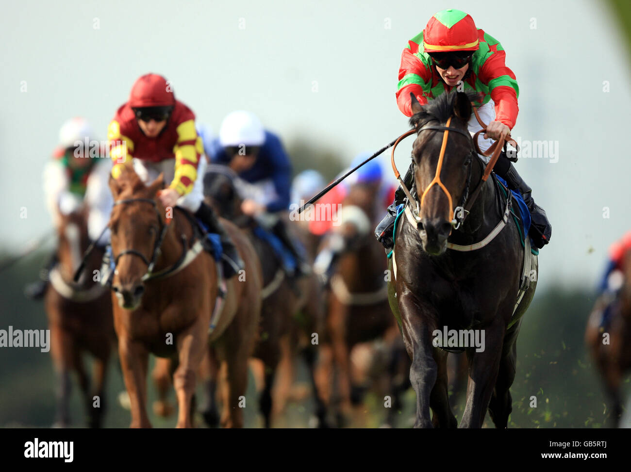 Big Apple Boy, monté par Andrew Elliott, remporte le prix européen Éleveurs Fonds Poppin Lane Maiden Stakes Banque D'Images