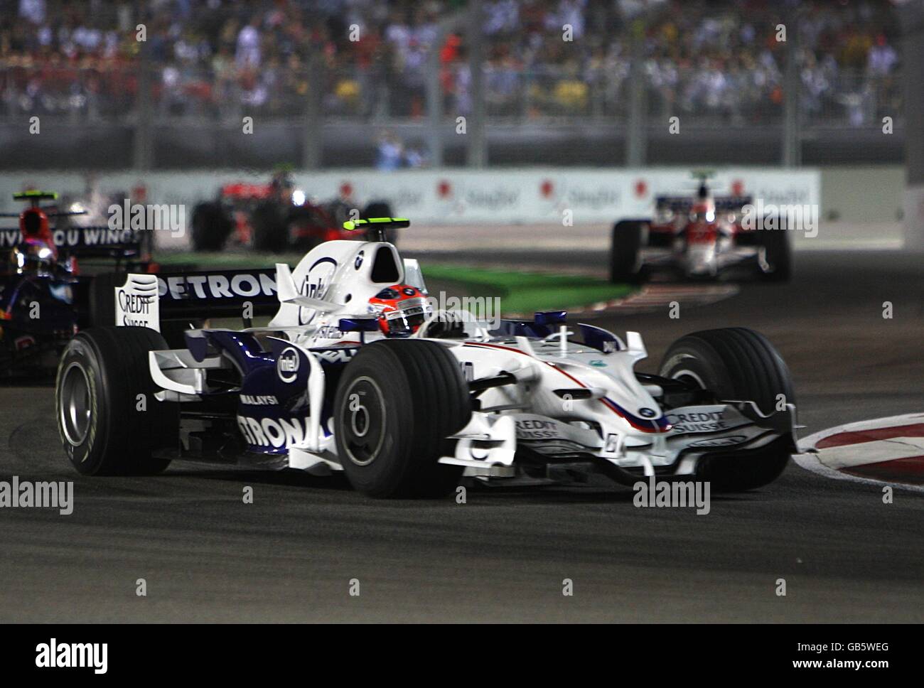 Courses automobiles - Formule un Singtel Grand Prix de Singapour - course - Marina Bay circuit Park.Robert Kubica de BMW Sauber traverse un chicane au Grand Prix de Singapour Banque D'Images