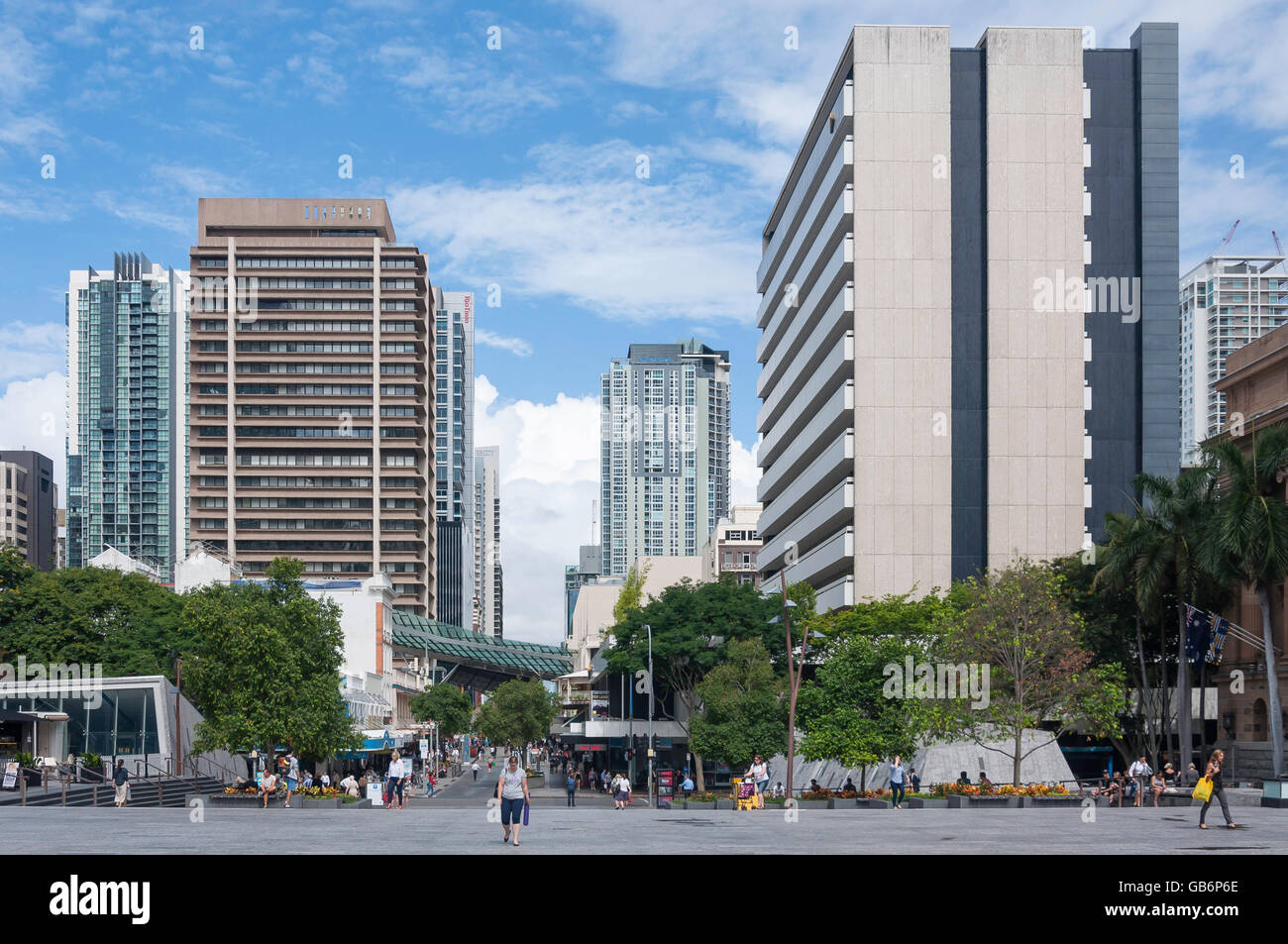 Vue vers le bas, rue Albert du King George Square, ville Brisbane, Brisbane, Queensland, Australie Banque D'Images