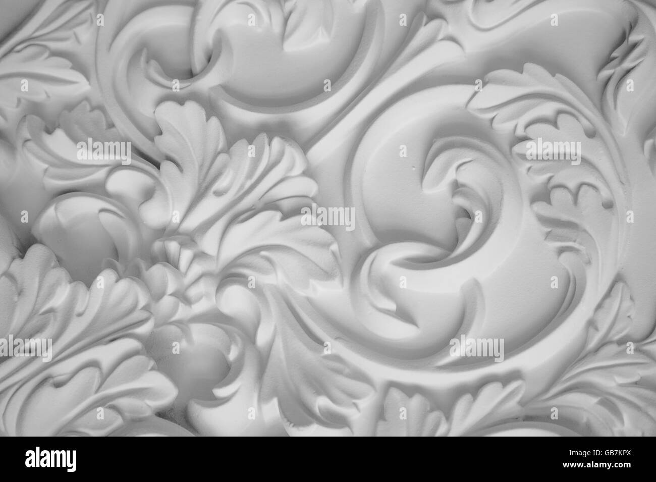 Luxury white wall design bas-relief avec des moulures en stuc élément roccoco Banque D'Images