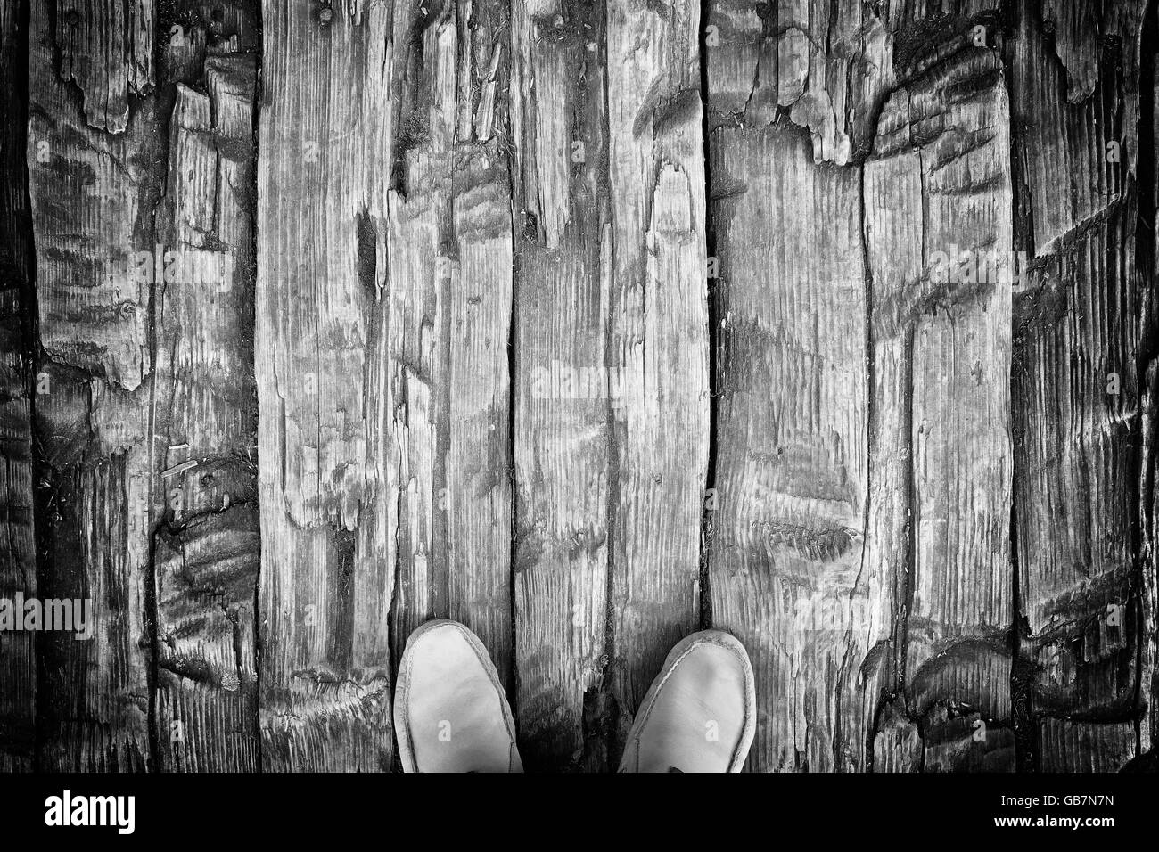 Bottes homme de Bois-de-chaussée Banque D'Images