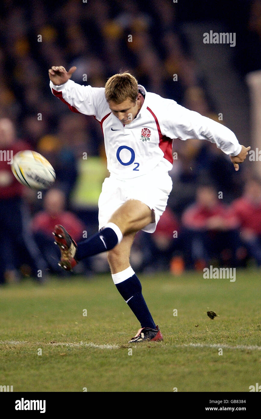 Maillot de rugby d'Angleterre des champions 2003 dédicacé par Jonny Wilkinson. Cadre standard - France
