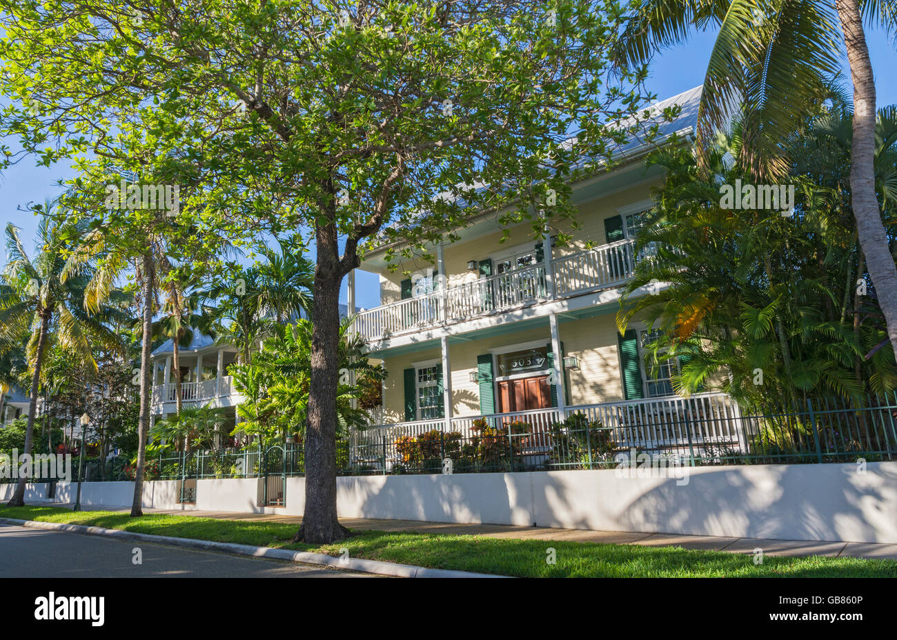 Floride, Key West, l'Annexe Truman, Emma Street, des résidences privées Banque D'Images