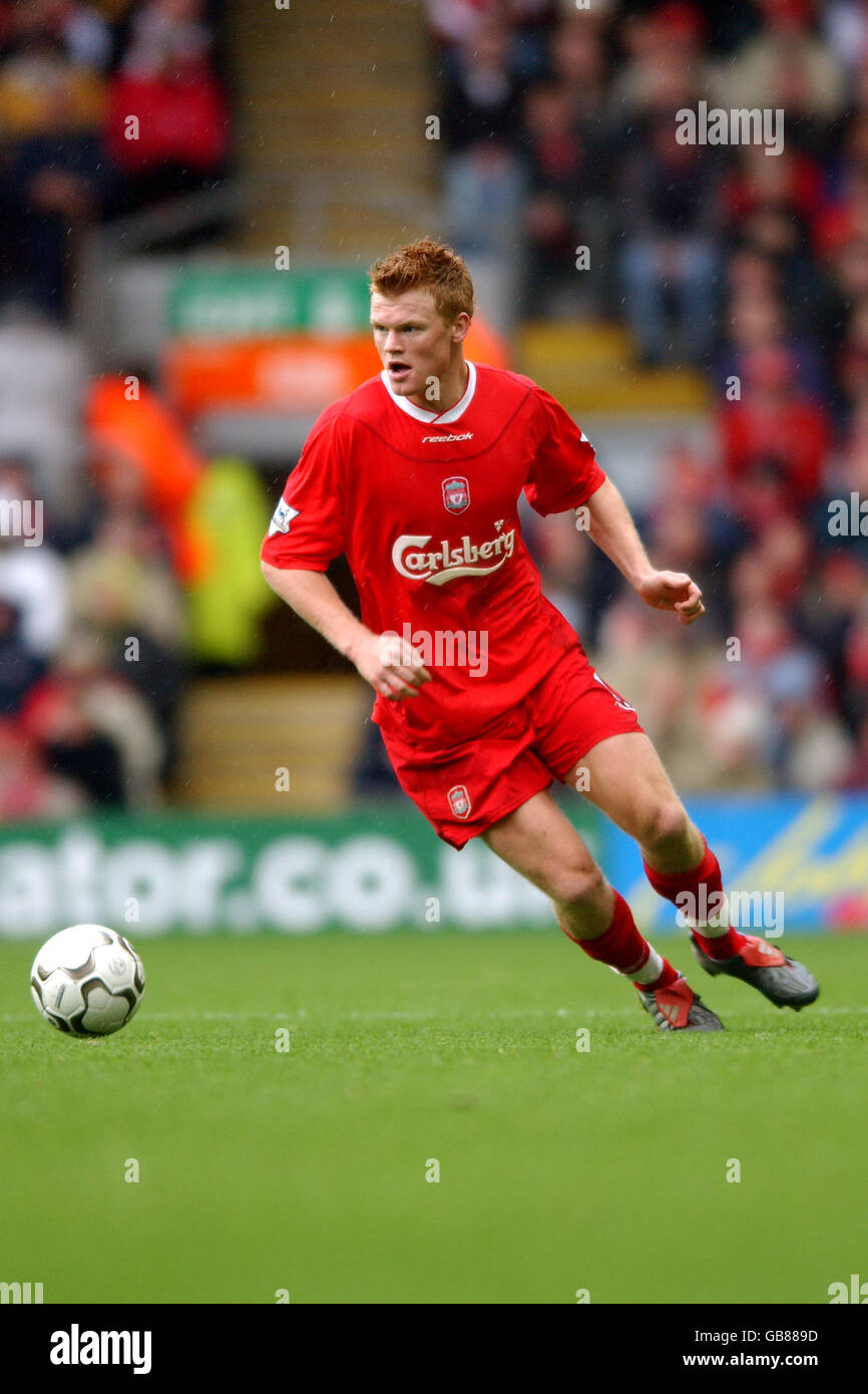 Football - FA Barclaycard Premiership - Liverpool / Leeds United. John Arne Riise, Liverpool Banque D'Images