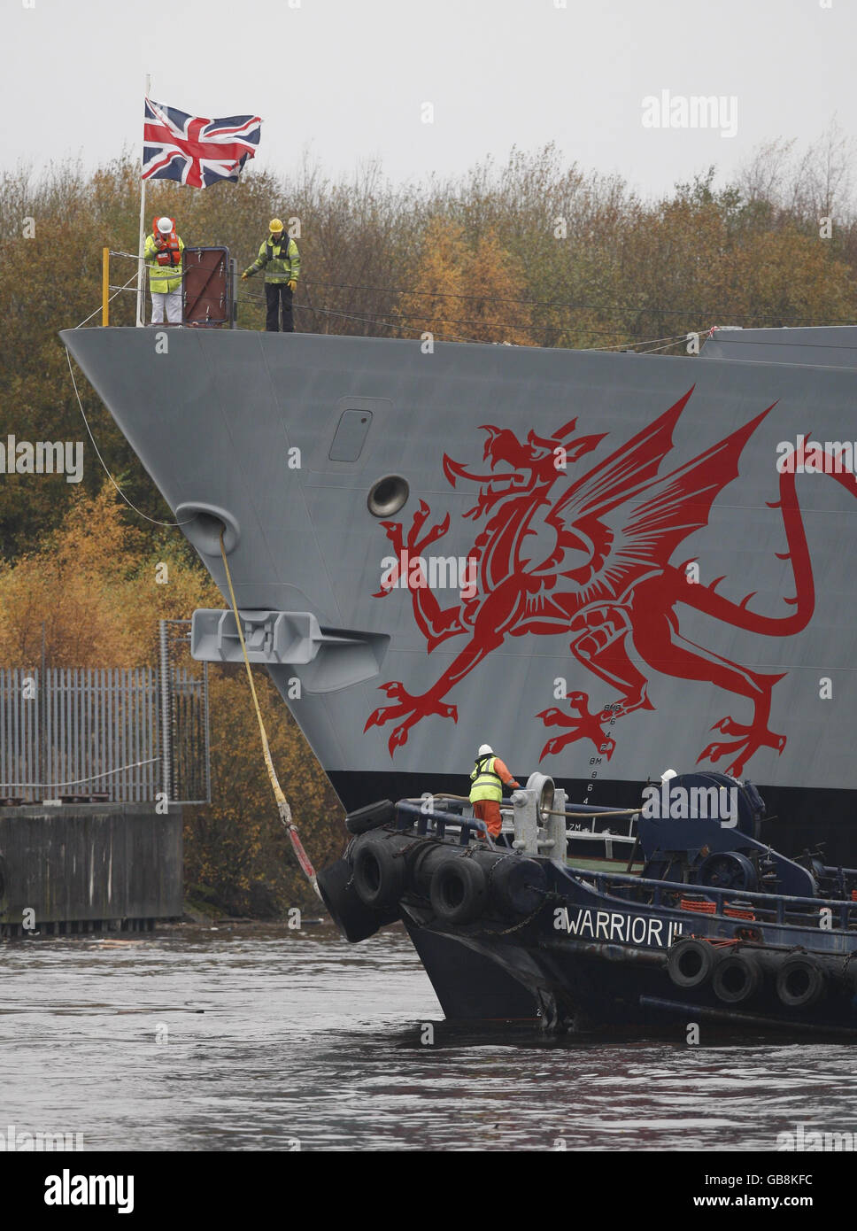 Dragon, le quatrième de la nouvelle classe de destroyers anti-aériens de type 45 de la Royal Navy, est lancé à partir du chantier naval de la BVT surface Fleet à Govan, Glasgow. Banque D'Images