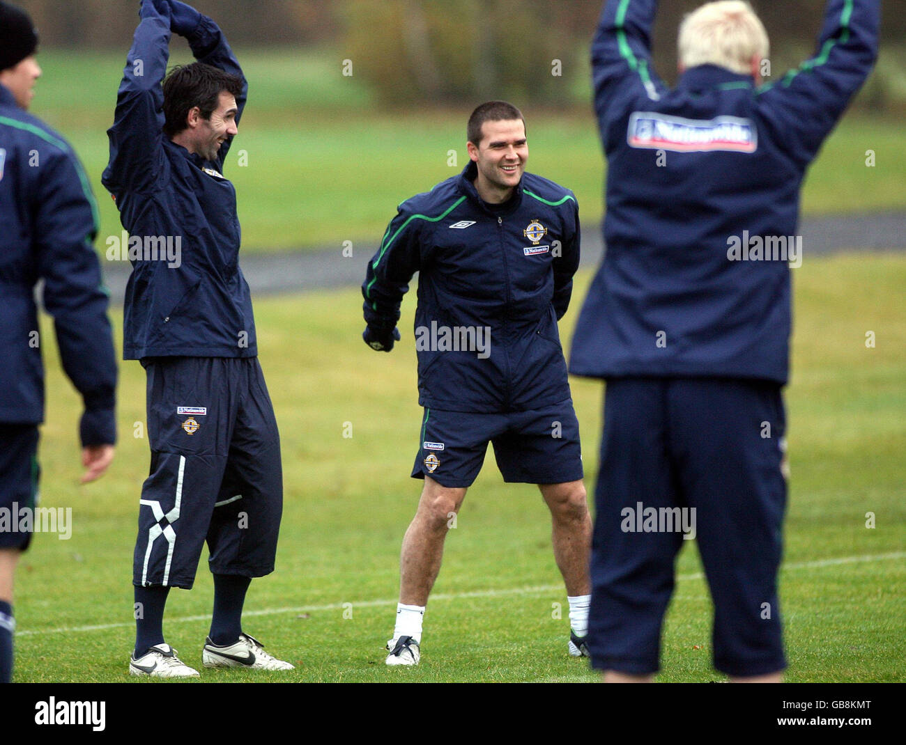 L'Irlande du Nord de football - Session de formation - Collège de Greenmount Banque D'Images