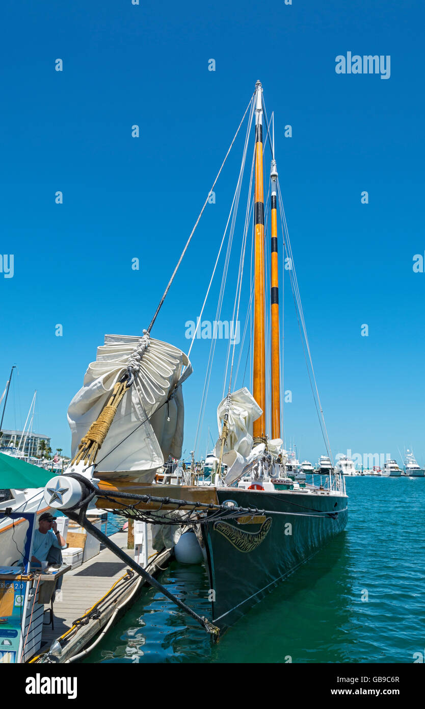 Floride, Key West, location de voilier, yacht à voile à la goélette America 2.0 Banque D'Images