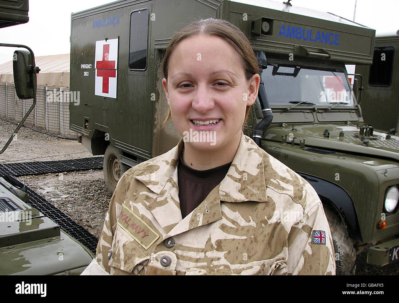 L'assistante médicale Kate Parkman, 24 ans, de Newport, du Navy Close support Squadron, 3 Commando au Camp Bastion en Afghanistan. Banque D'Images