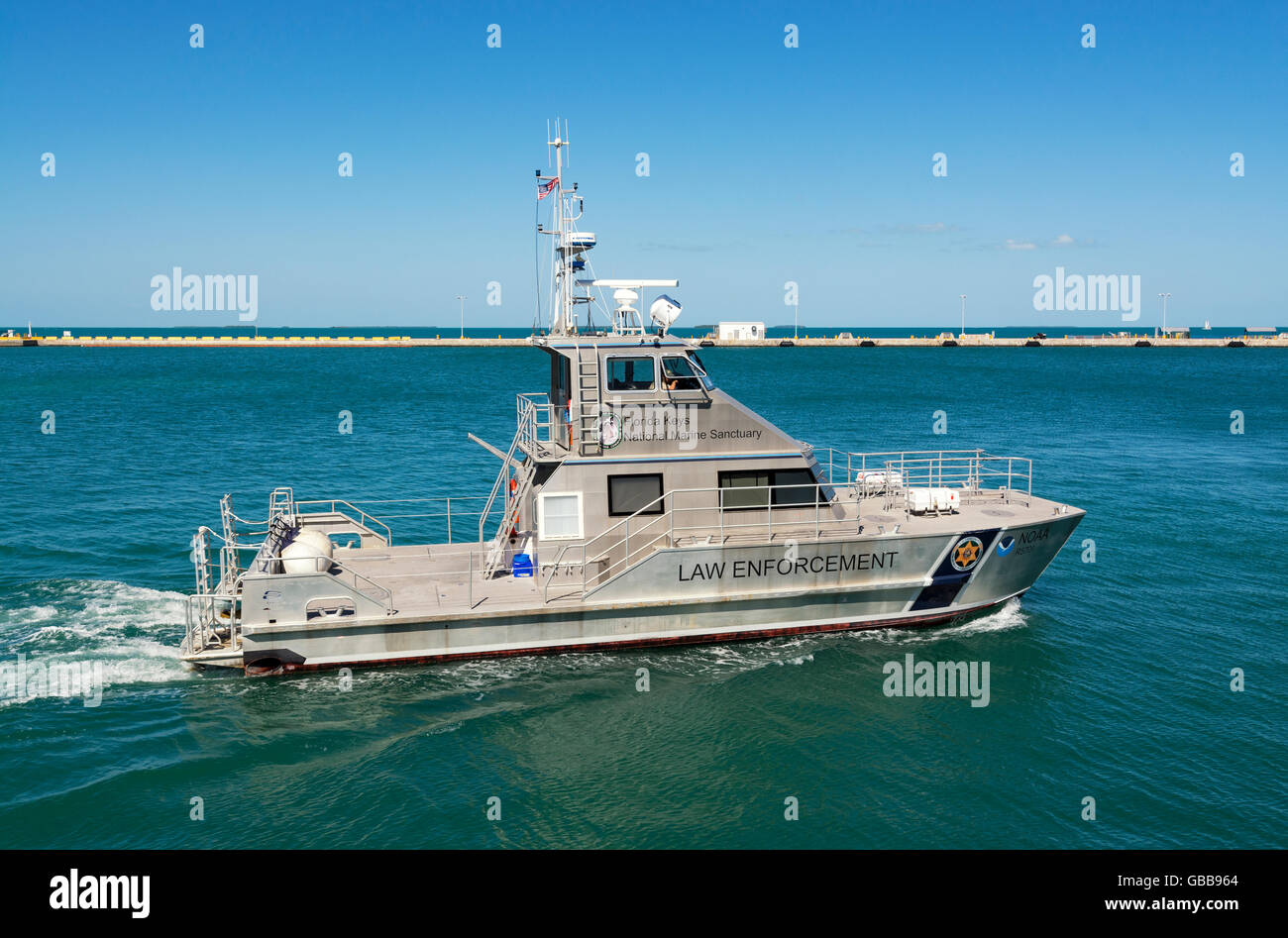 Floride, Key West, Florida Keys National Marine Sanctuary bateau de patrouille Application de la Loi Banque D'Images