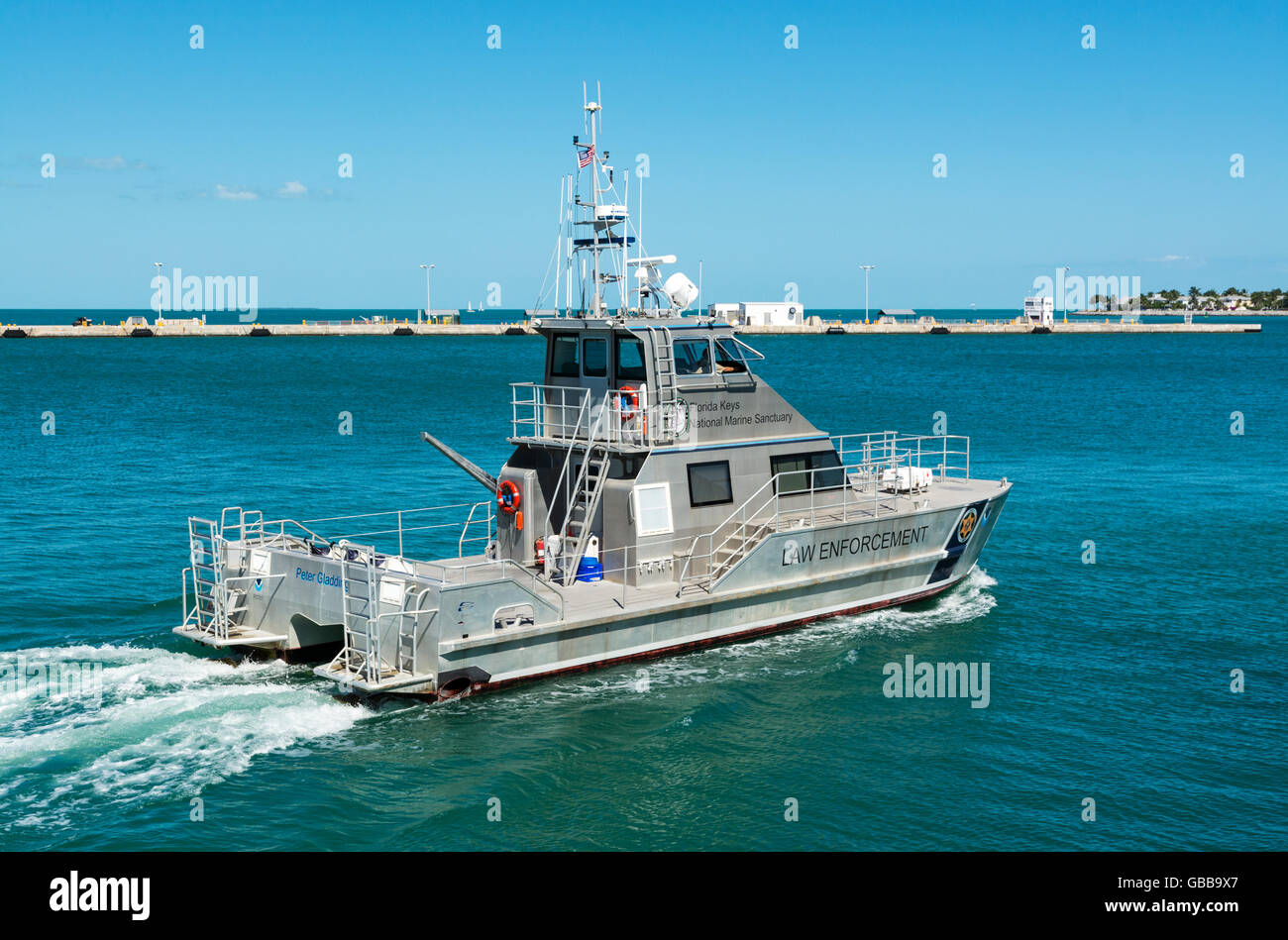 Floride, Key West, Florida Keys National Marine Sanctuary bateau de patrouille Application de la Loi Banque D'Images
