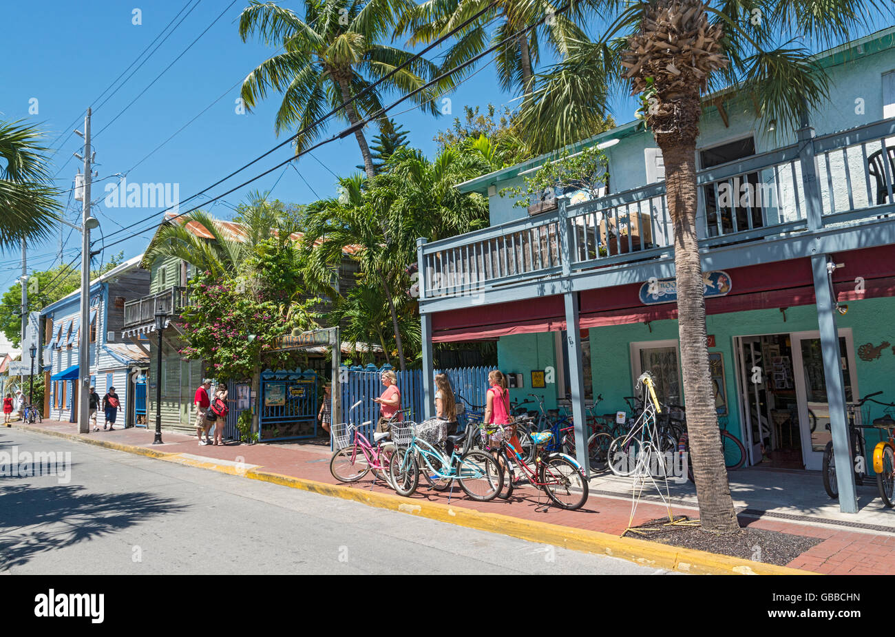 Floride, Key West, Bahama Village, boutiques, restaurants Banque D'Images