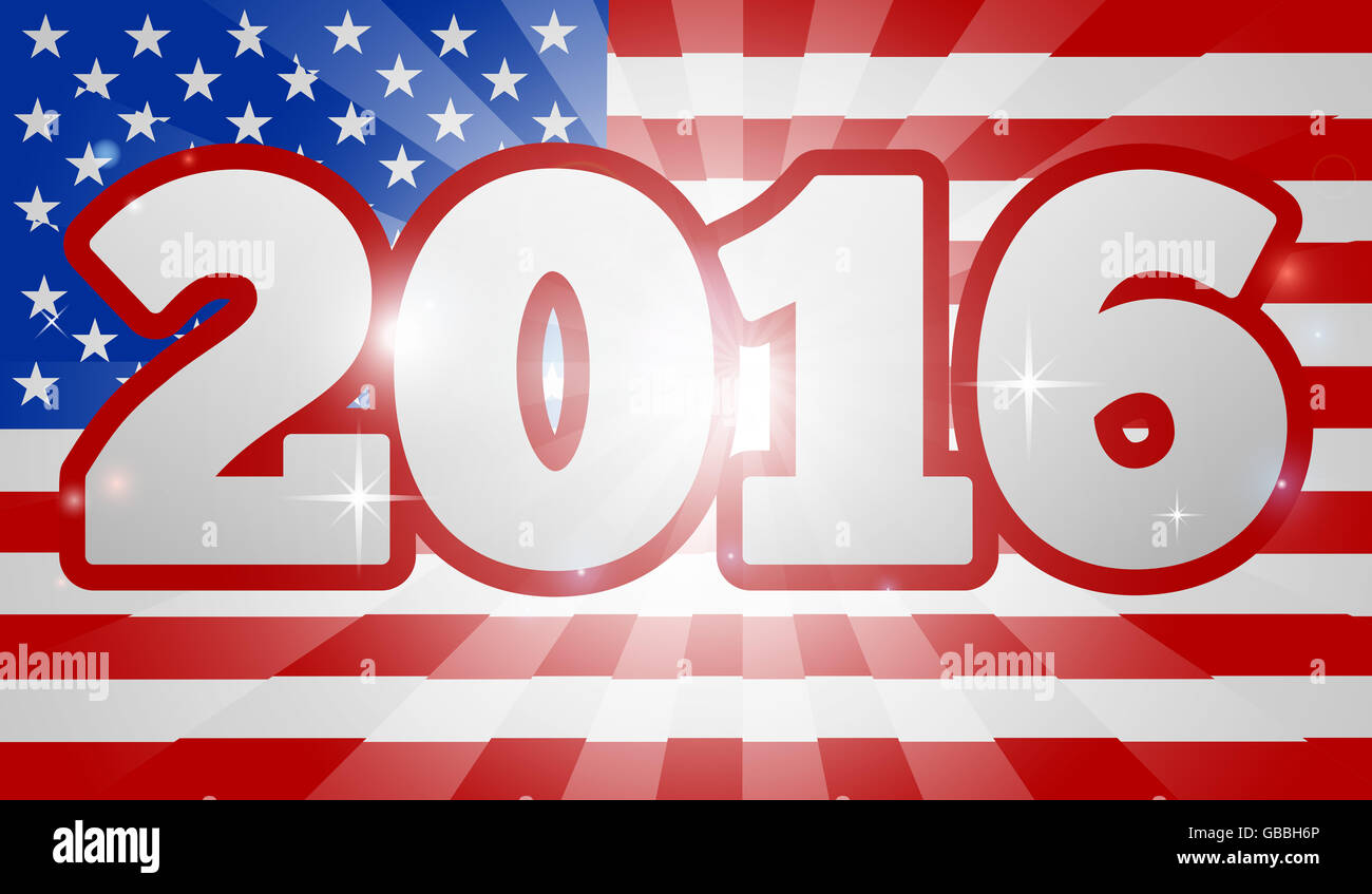 2016 drapeau américain avec le concept d'élection d'un drapeau à l'arrière-plan et 2016 année nombre Banque D'Images