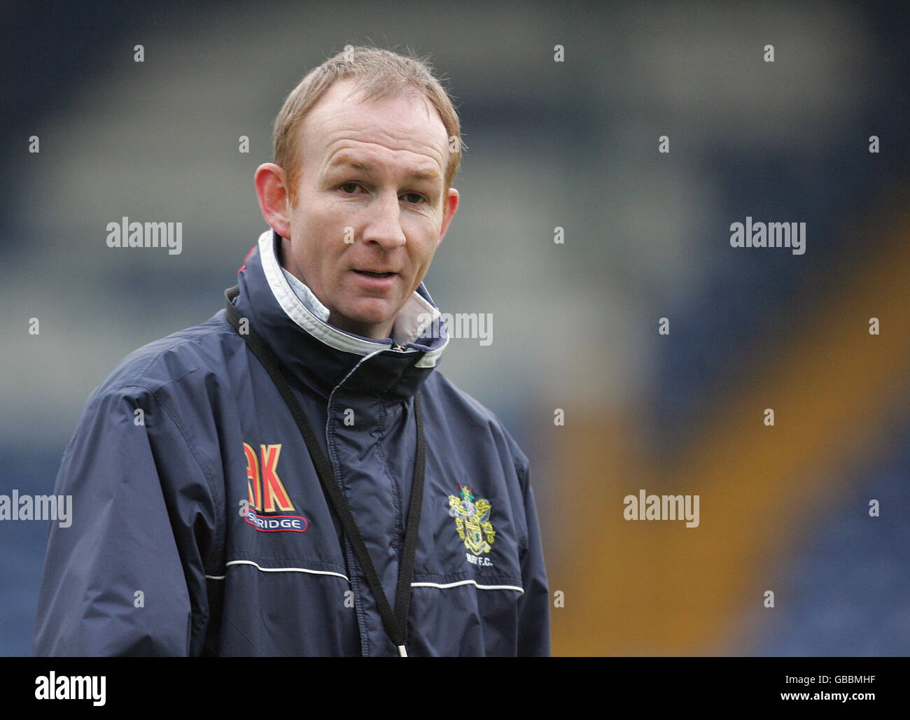 Football - Coca-Cola football League 2 - Bury v Barnett - Gigg Lane.Alan Knill, directeur de bury, lors du match de la Coca-Cola League Two à Gigg Lane, Bury. Banque D'Images