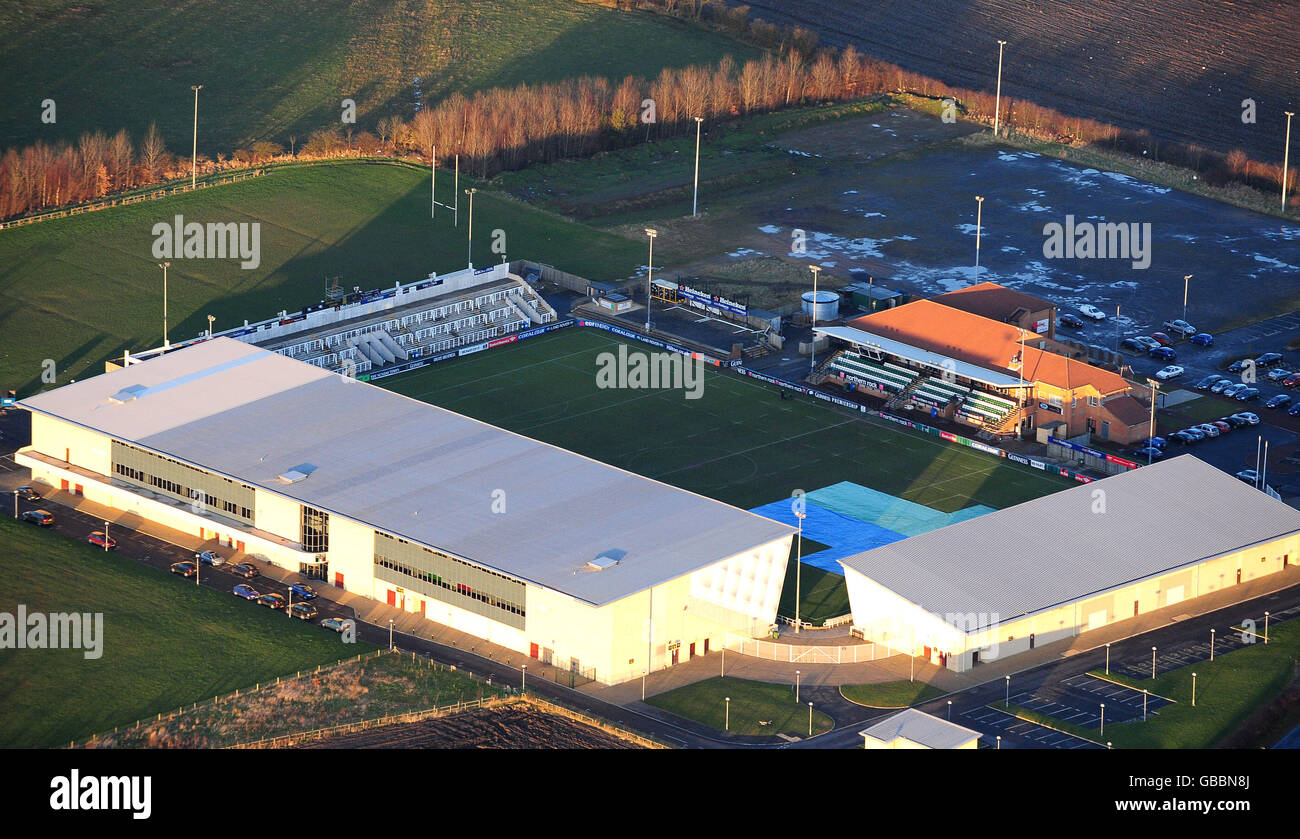 Rugby Union - Kingston Park.Vue générale de l'extérieur du parc Kingston, Newcastle. Banque D'Images